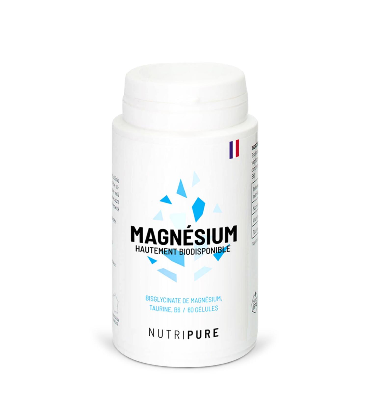 Nutripure | Magnesium Bisglycinate + Taurine & Vitamin B6 | High Absorption & Concentration | Anti-Fatigue | 100% Vegan | 60 Vegetable Capsules | 1 Month Cure | Made in France - Buy Online on GoSupps.com