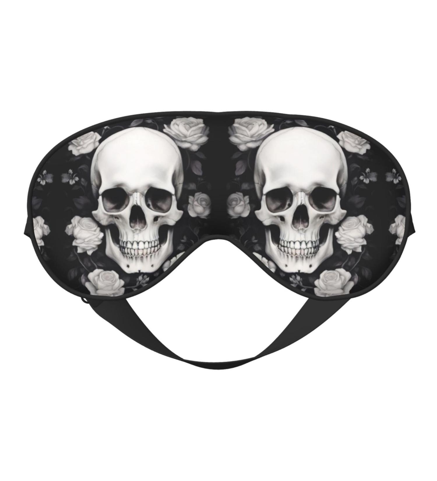 White Flowers & Skull Print Eye Covers | Soft Blackout Sleep Masks for Travel | Cute & Comfortable Eye Masks for Men & Women - Buy Online on GoSupps.com