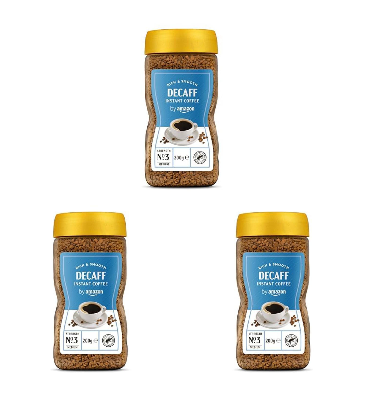 By Amazon Gold Decaff Instant Coffee 200g - Rainforest Alliance Certified (Pack of 3)