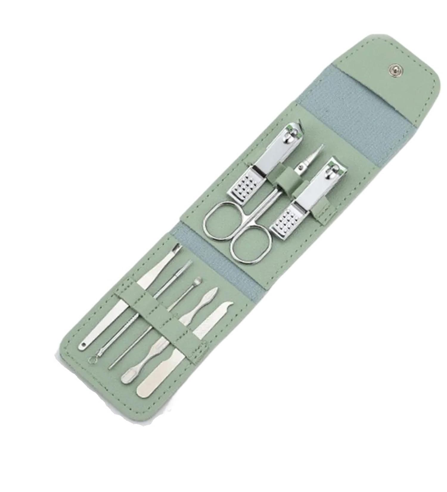 8 Pieces Pedicure Kit Nail File Pusher Tweezers Beauty Care Instruments Set with Leather Pouch (Color : Green) - Buy Online on GoSupps.com