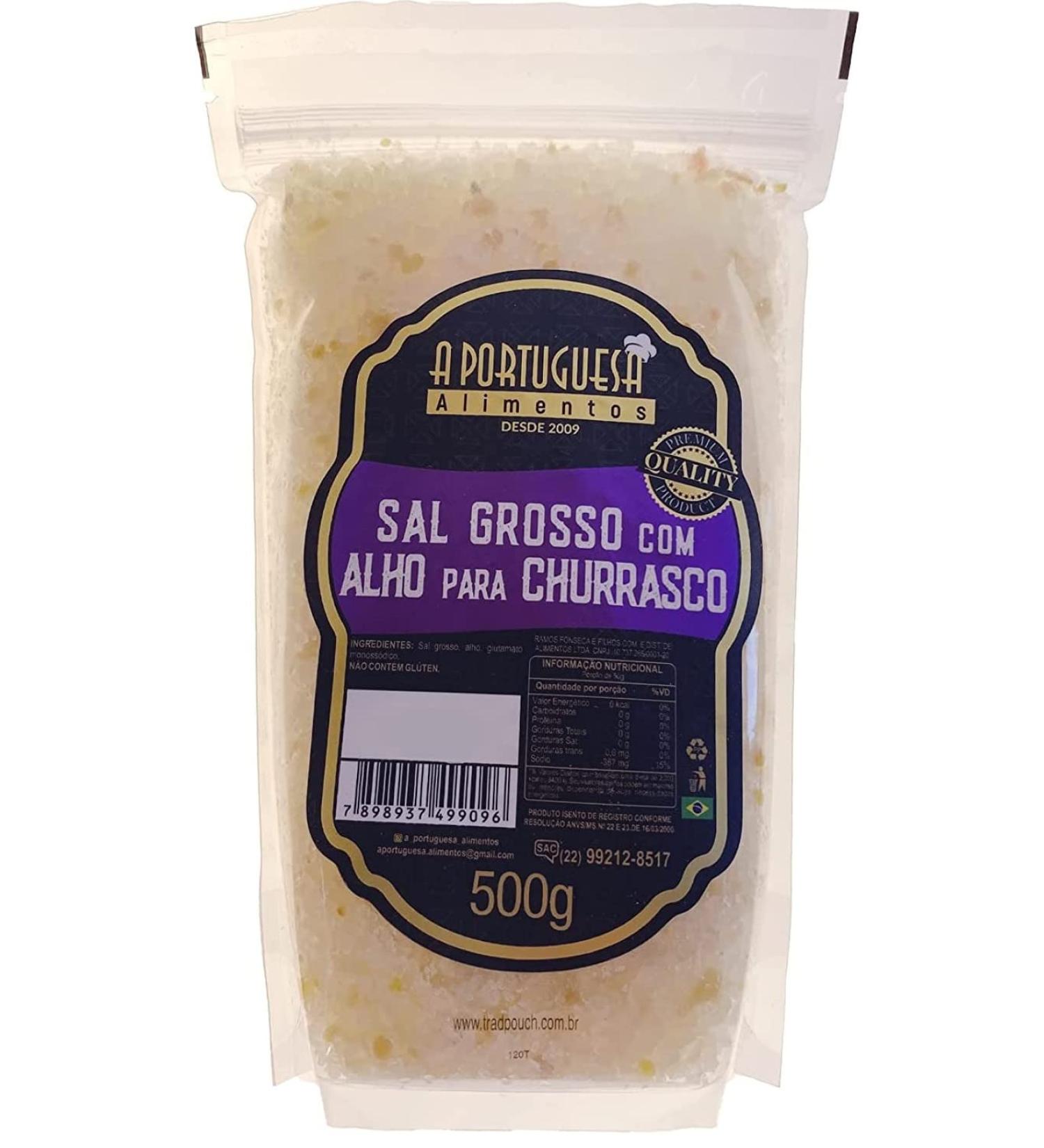 A Portuguesa Brazilian Seasoning Salt & Garlic for BBQ 17.63oz - Tempero Sal Grosso E Alho Para Churrasco