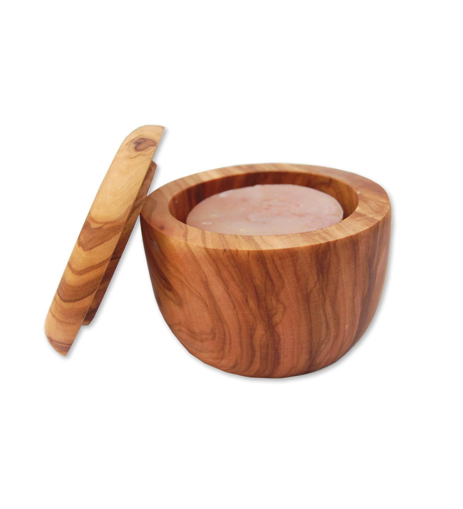 DOM Olive Wood Jar with Lid for Shaving Soap Premium Eco-Friendly Storage | International Shipping Available - Buy Online on GoSupps.com