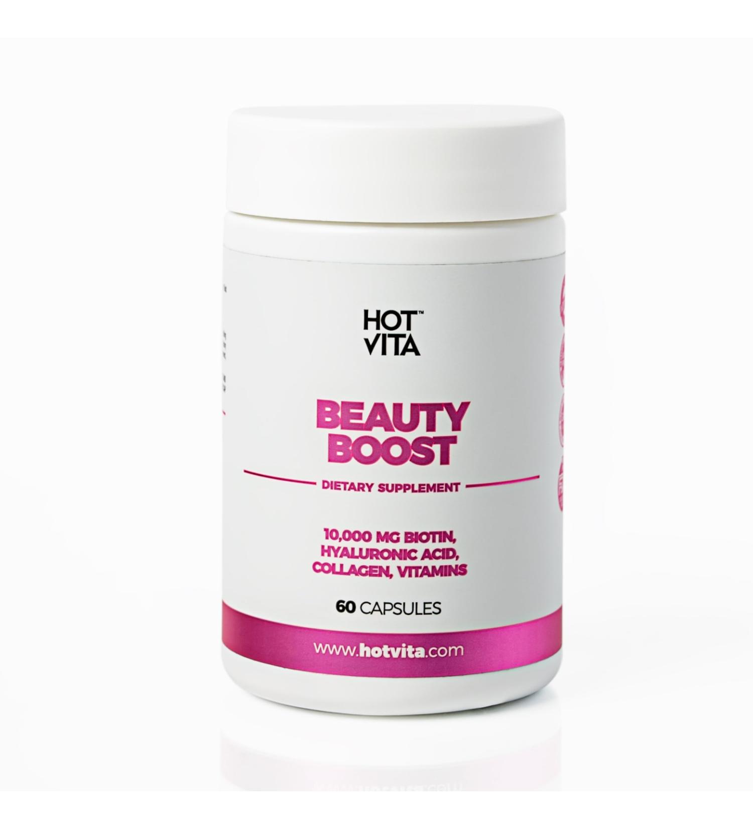 Hot Vita Hair Skin and Nails Vitamins Biotin Collagen & Vitamin C Supplement for Immune Support Nail Strength Hair Growth & Skin Glow Vegan Formula for Women Supports a Radiant Complexion 1 Count (Pack of 60) - Buy Online on GoSupps.com