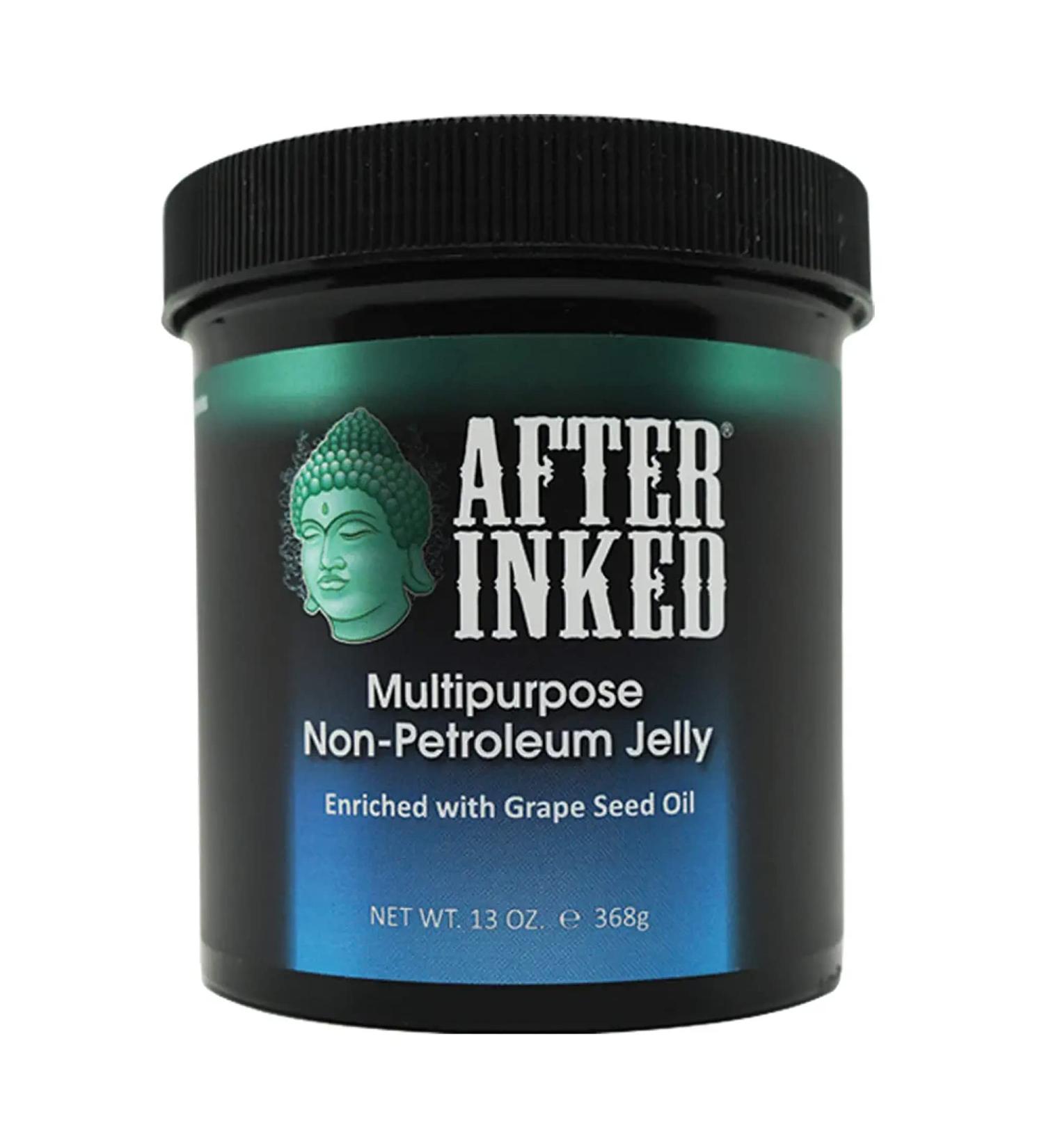 After Inked Non-Petroleum Jelly 13oz - Tattoo Aftercare Ointment with Grape Seed Oil - Piercing & PMU Moisturizer - Buy Online on GoSupps.com