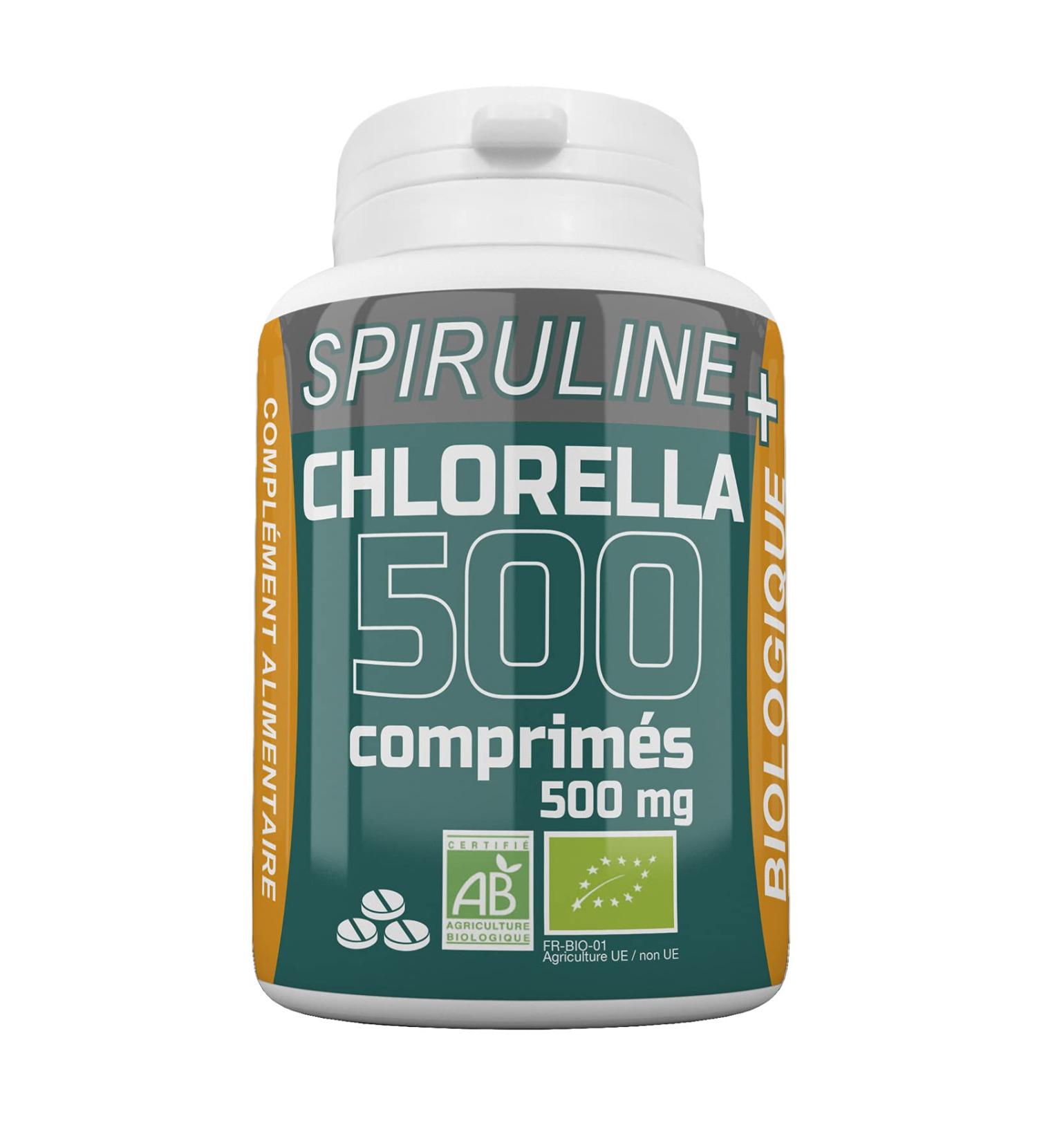 Spirulina + Chlorella Organic 500mg - 500 Tablets - Rich in Proteins and Phycocyanin - Buy Online on GoSupps.com