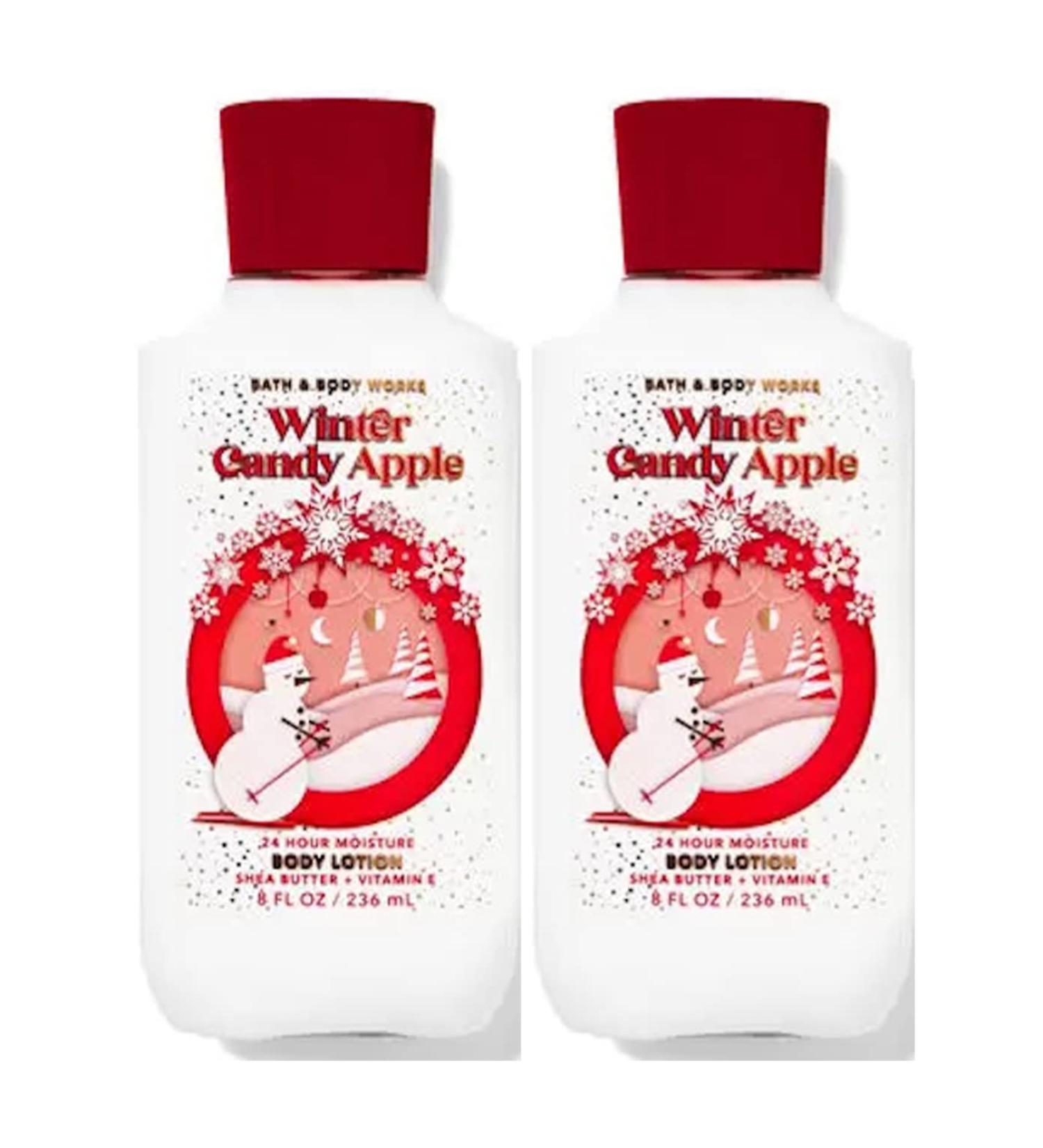Bath & Body Works Winter Candy Apple Super Smooth Body Lotion Sets Gift For Women 8 Oz -2 Pack (Winter Candy Apple)