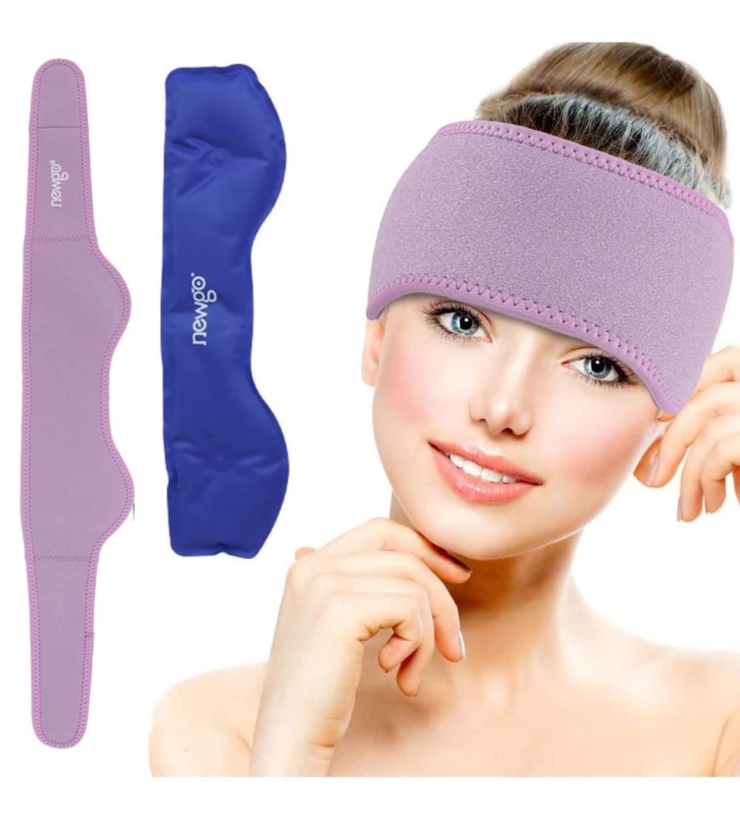 Newgo Migraine Cooling Pad - Gel Cooling Pillow & Headband for Migraine Relief Headaches & Sinus Pain - Violet - Buy Online on GoSupps.com
