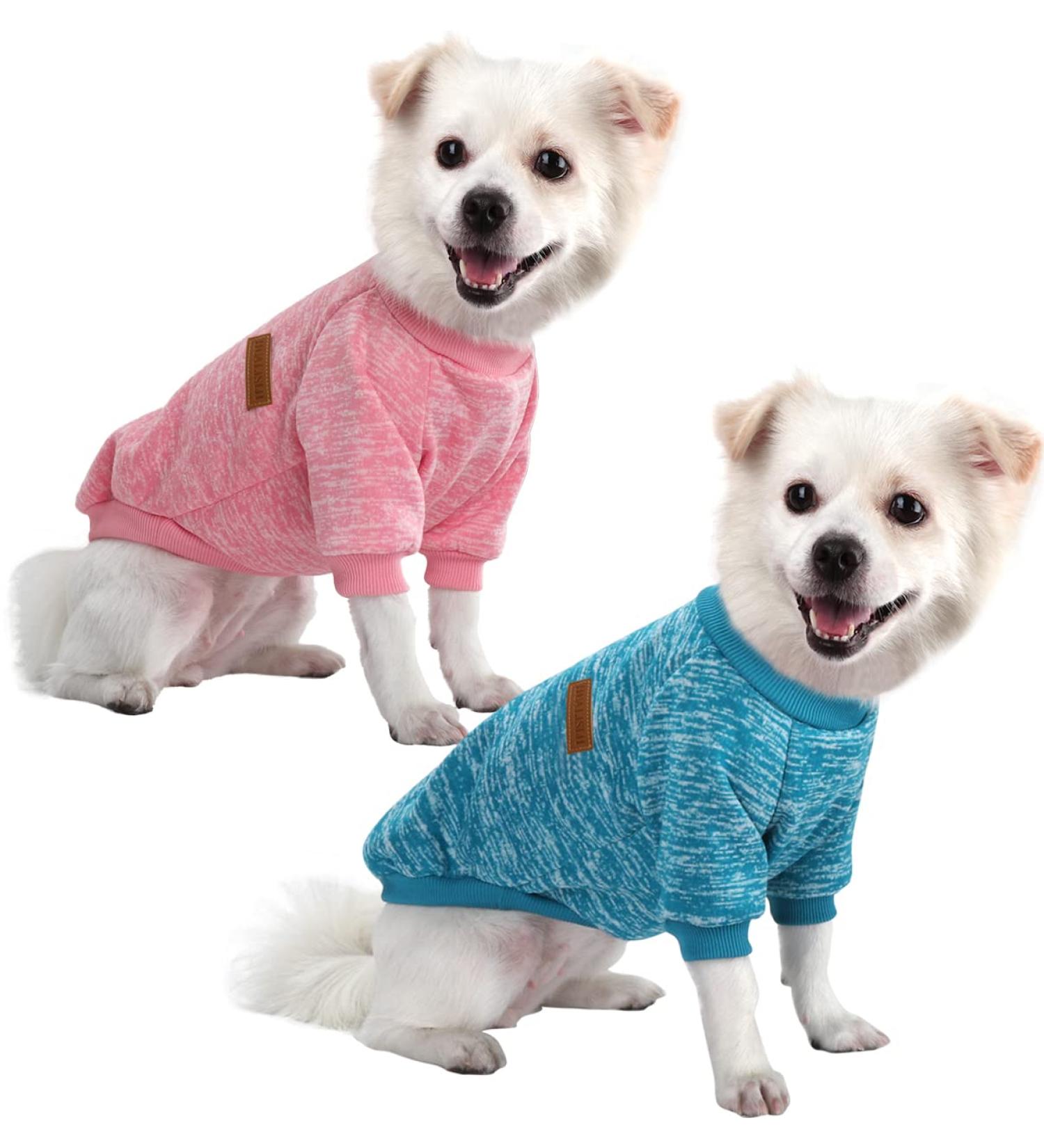 Shop Hualisiji Dog Sweater for Large Dogs - Warm & Light French Bulldog Sweater (Pink+Blue 3XL) - 2PCs - Soft & Elastic Design - Buy Online on GoSupps.com