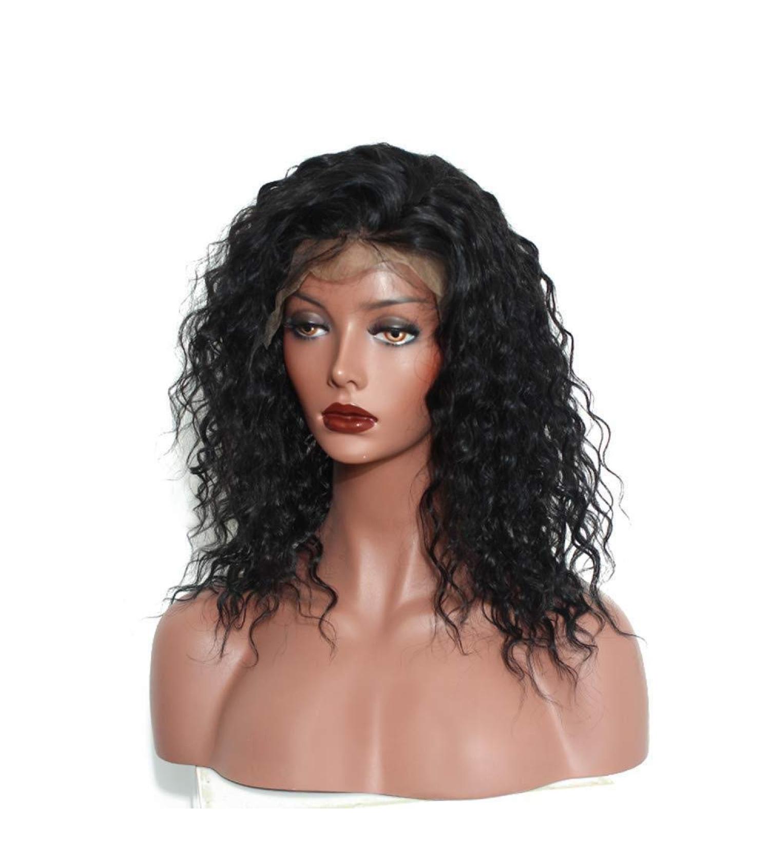 Buy Short Lace Front Wigs for Women | Curly Wave Bob Hairpieces 13x4 | Natural Black Glueless 130% Density - 22 Inches - Buy Online on GoSupps.com