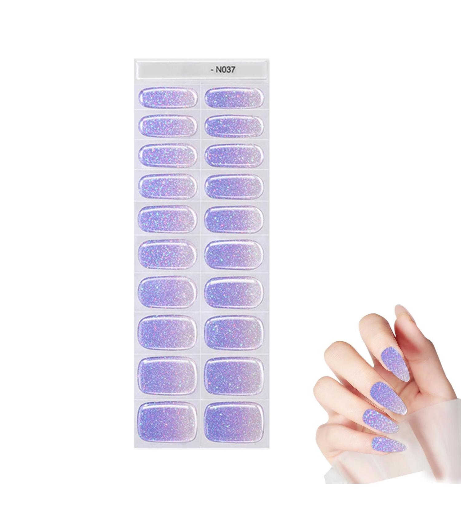 Nail Polish Stickers Gloss Nail Sticker with Nail Lamps Semi Cured Gel Nail Polish Strips with Lamp Mirror Glitter Nail Gel Polish Stickers Suitable for All Seasons N037 - Buy Online on GoSupps.com