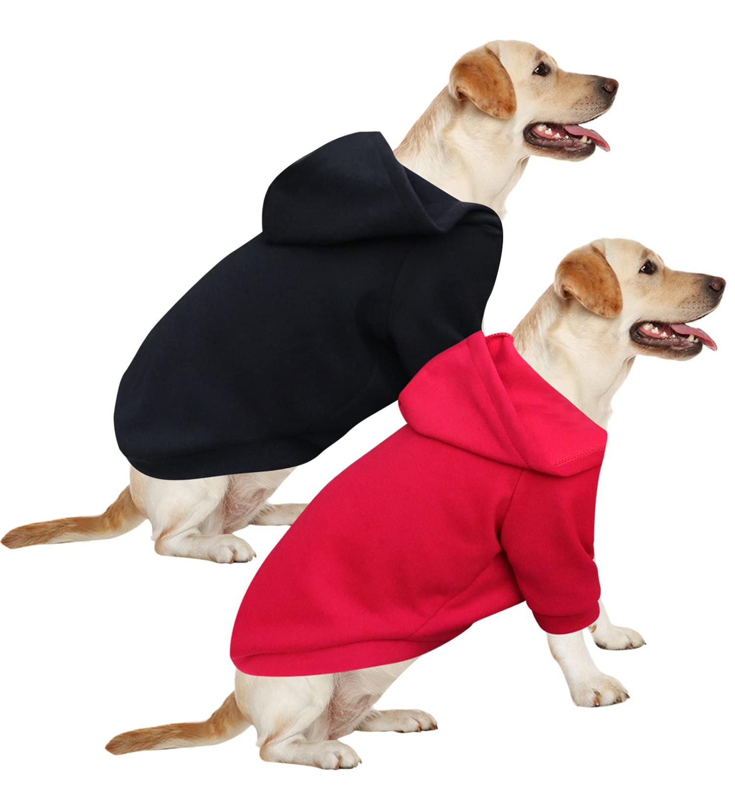 Large Dog Hoodie Sweater - Hualisiji Warm & Lightweight 4XL Soft Texture Easy to Wear - 2PCs Black & Red - Buy Online on GoSupps.com