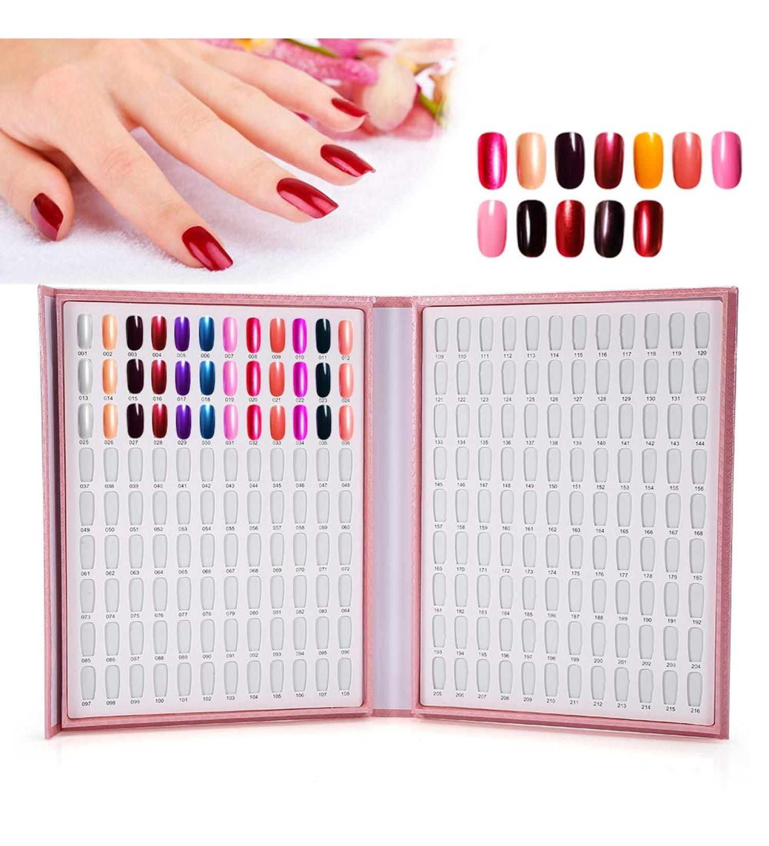 Nimoa Nail Color Card Book - 216 Color Nail Polish Display Stand | Nail Art Showcase in Pink & White - Buy Online on GoSupps.com