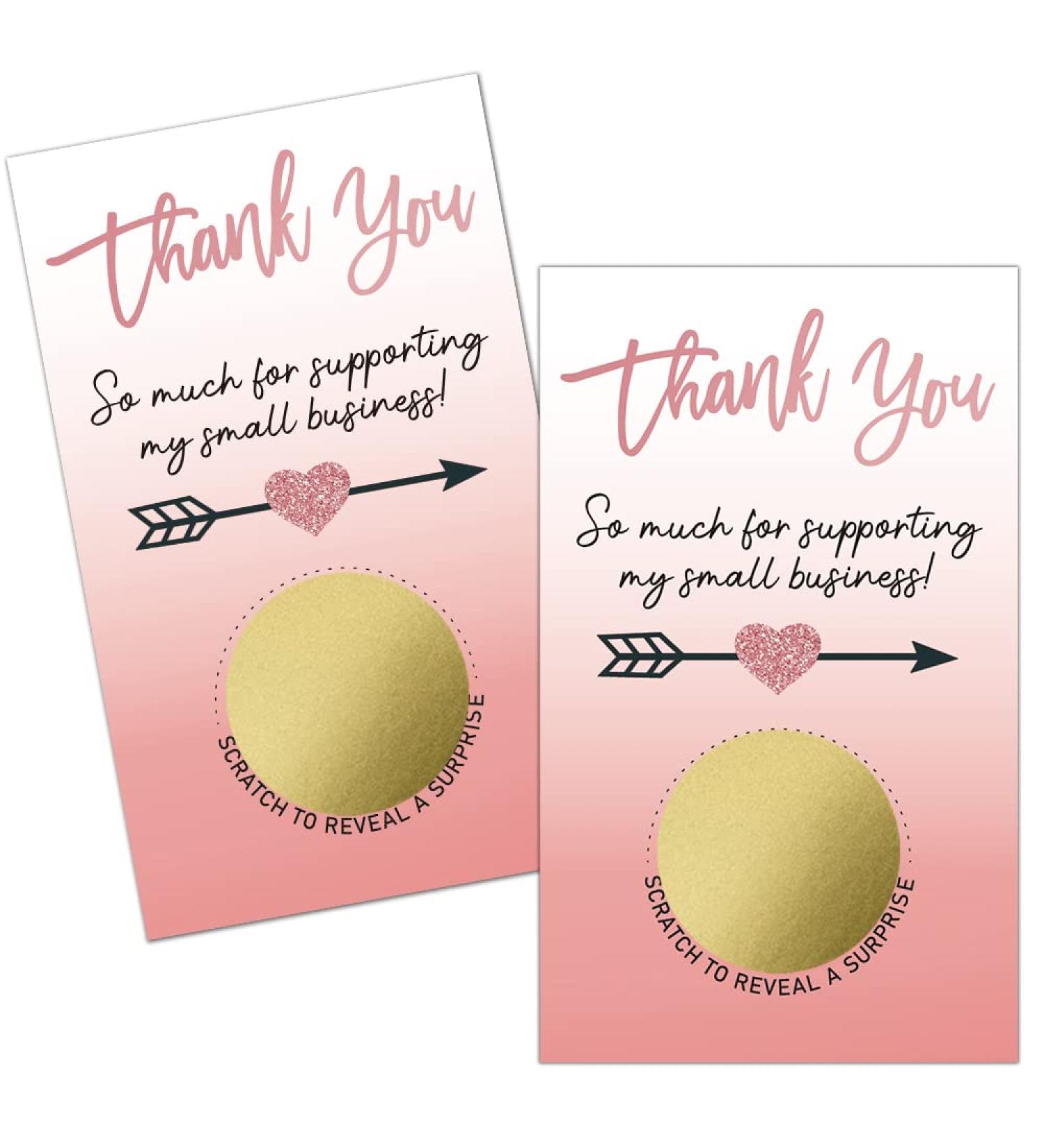 Haizct 50 Pack Thank You Blank Gift Certificate Scratch Off Cards for Small Business Spa Beauty Makeup Hair Salon Bridal Shower Baby Shower Country Wedding (Thank You CardD) Gold-GK089 - Buy Online on GoSupps.com