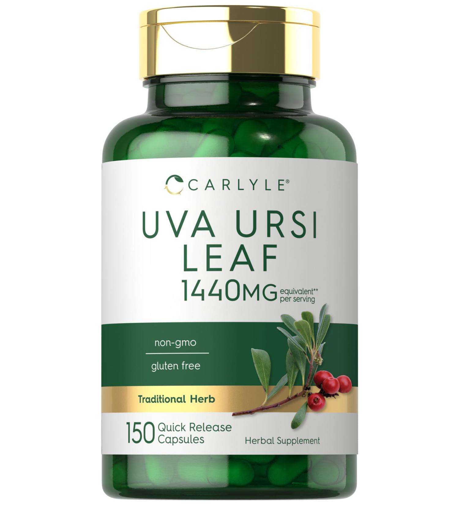 Carlyle Uva Ursi Capsules 1440mg - Herbal Leaf Extract Non-GMO Gluten Free - 150 Count for Optimal Health - Buy Online on GoSupps.com