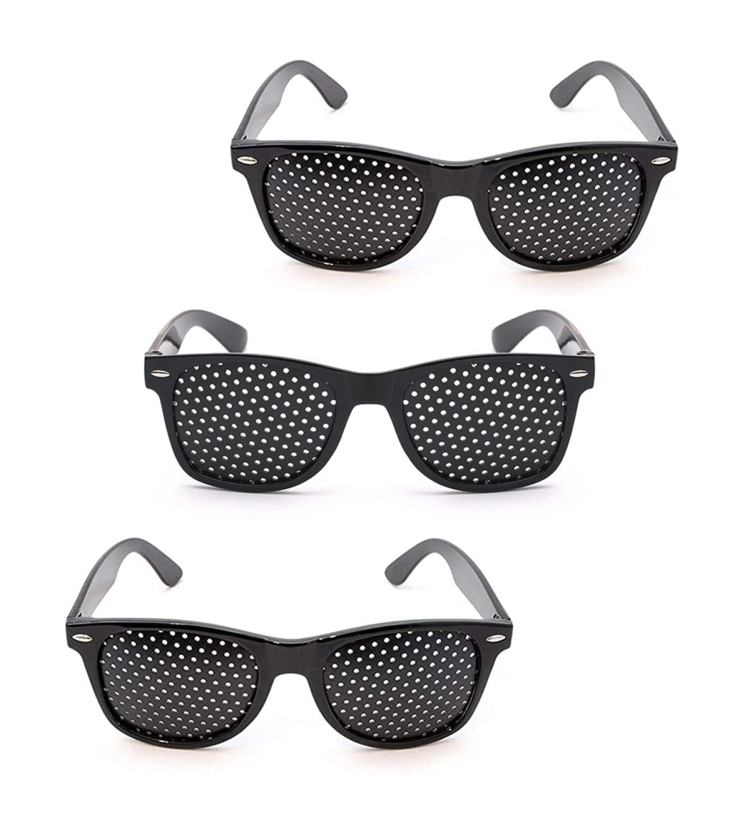 Xixiran Pinhole Glasses - 3-Pack Eye Trainers for Relaxation | Anti-Fatigue Black Grid Goggles - Buy Online on GoSupps.com