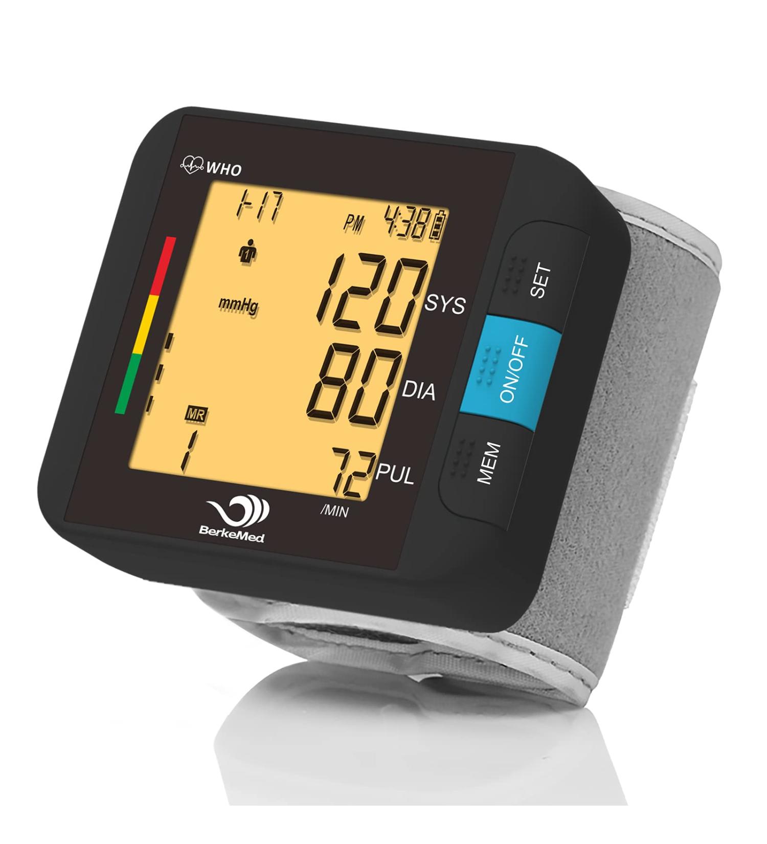 Buy BERKEMED Blood Pressure Monitor - Full Automatic Wrist Monitor with 2x99 Memory & LED Display - Arrhythmia Detection - International Shipping Available - Buy Online on GoSupps.com