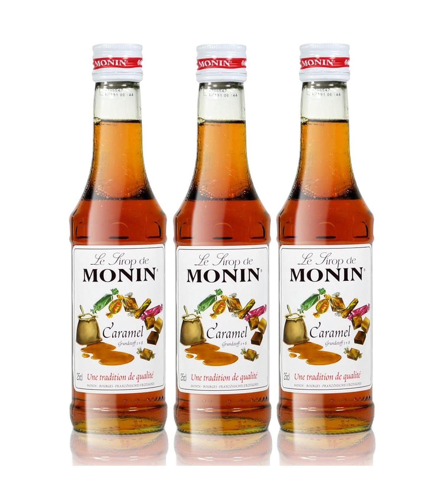 Buy 3x Monin Caramel Syrup 250ml Bottles - Premium Flavor for Coffee & Desserts - International Shipping Available - Buy Online on GoSupps.com
