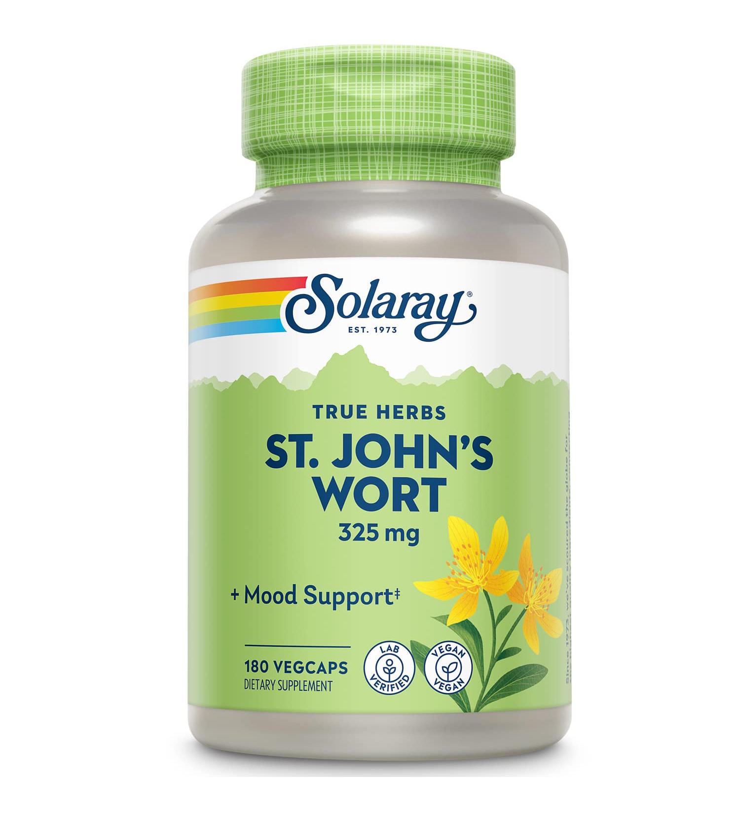 SOLARAY St Johns Wort 325mg | Mood & Brain Health Support | Non-GMO Vegan | 180ct - Buy Online on GoSupps.com
