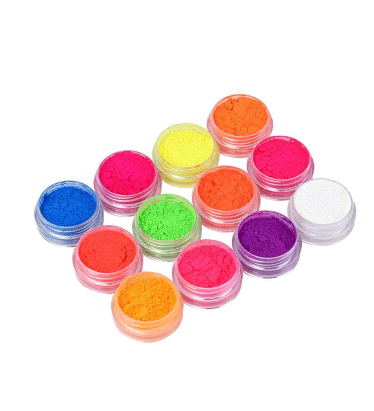 12 Colors Neon Pigment Nail Powder - Super Bright Fluorescent Nail Powder - Buy Online on GoSupps.com