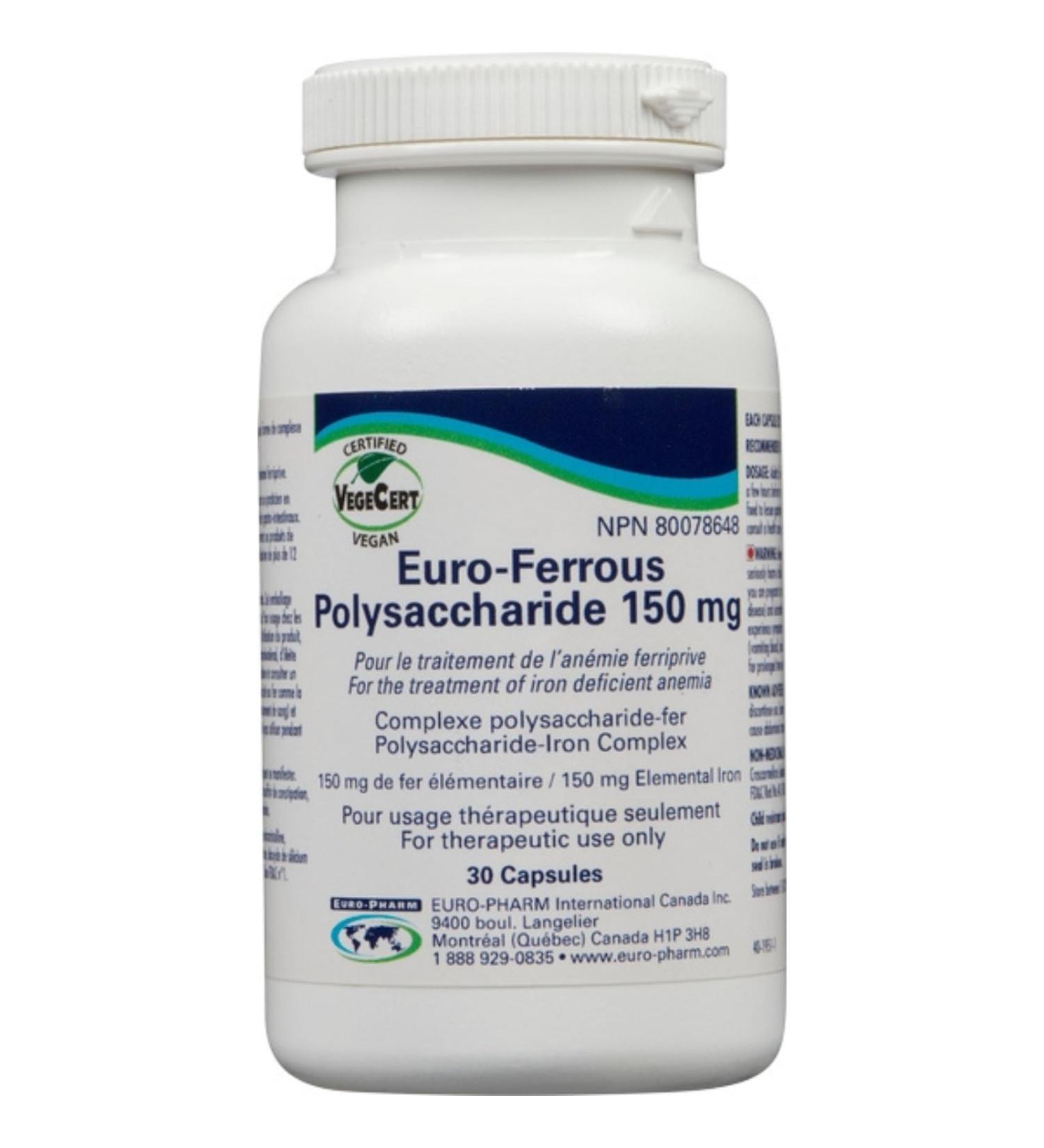 Premium Euro-Ferrous Polysaccharide 150mg - 30 Vegan Capsules for Enhanced Iron Absorption - Buy Online on GoSupps.com