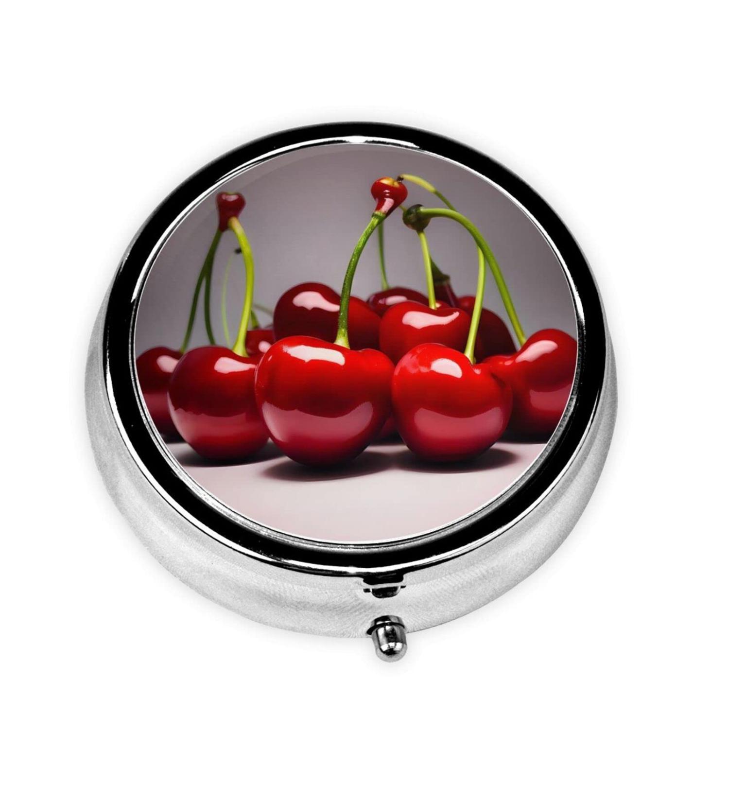 Buy Chilean Cherries Round Pill Box - 3 Compartment Organizer for Purse & Pocket - Portable Travel Solution - Buy Online on GoSupps.com