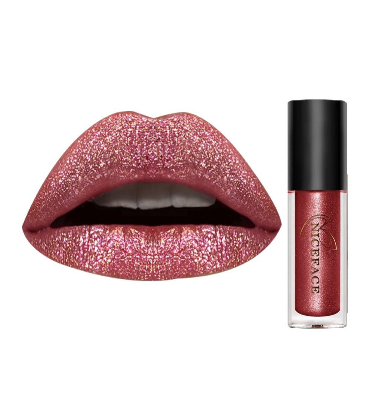 Allbesta Metallic Make-Up Lipgloss Lipstick | Waterproof Glitter Shine | 0.11oz | International Shipping Available - Buy Online on GoSupps.com