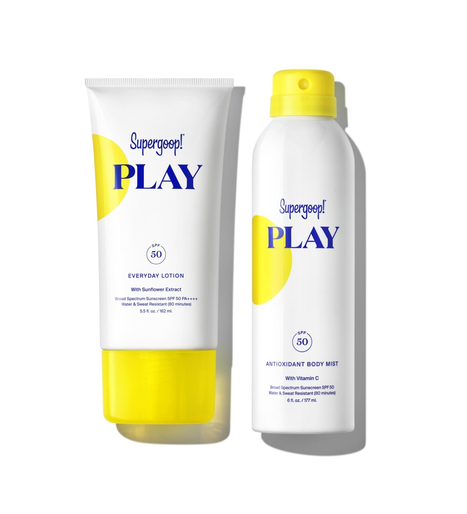 Supergoop! Summer PLAY Bundle - Everyday Lotion & Antioxidant Body Mist - Broad Spectrum Sunscreen for Sensitive Skin - Clean Ingredients for Active Days - Buy Online on GoSupps.com