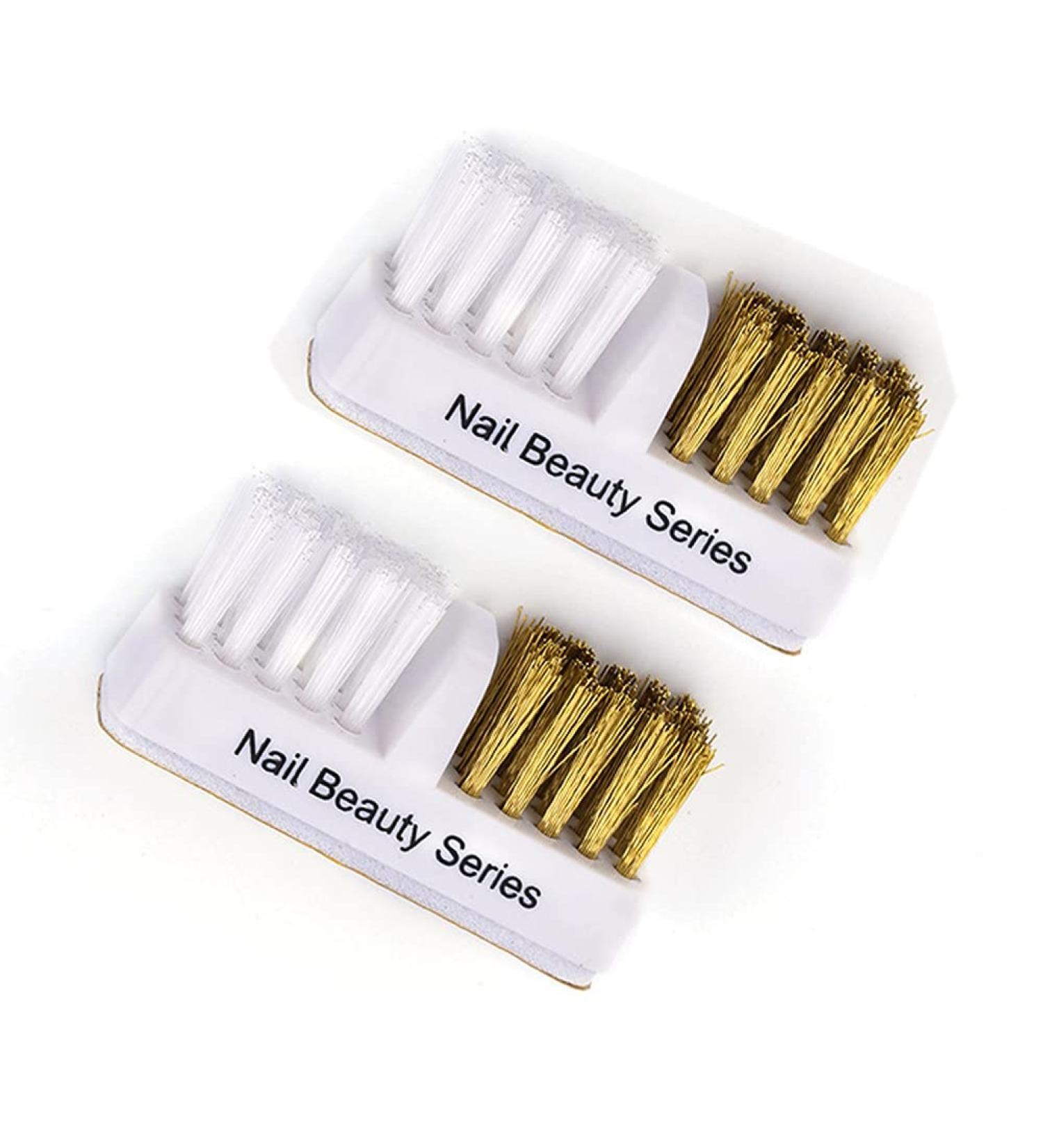 2Pcs Nail Art Drill Bit Cleaning Brushes - 2-in-1 Copper and Soft Brushes for Nail Salon or Home Use - White - Buy Online on GoSupps.com
