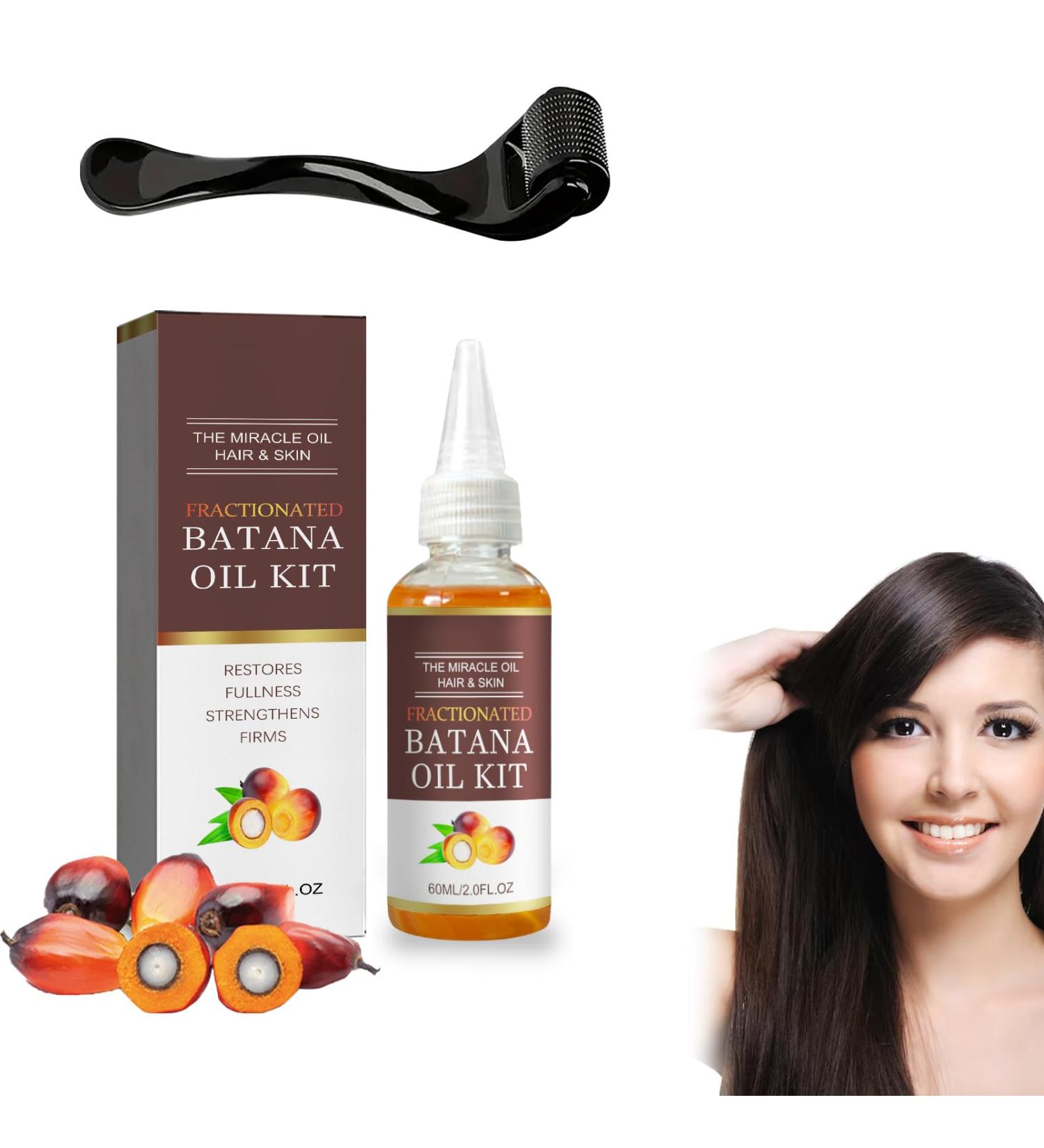 Batana Oil for Hair Growth Derma Roller and Hair Growth Serum Kit 100% Natural Batana Oil for Hair Care Enhances Hair & Skin Radiance Hair Growth Oil for Stronger Thicker - Buy Online on GoSupps.com