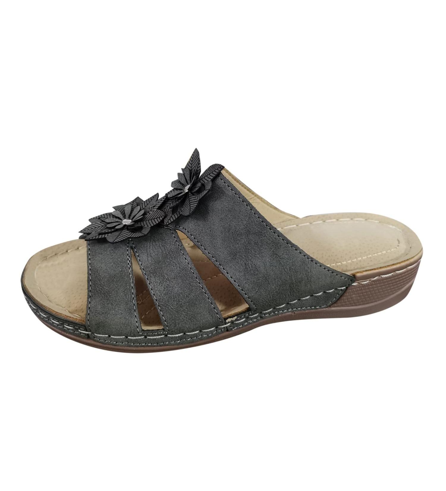 Elegant Women's Plateau Sandals with Wedge Heel - Comfortable Glitter Slides for Summer Vacation | S42745 Gray UK 6 - Buy Online on GoSupps.com