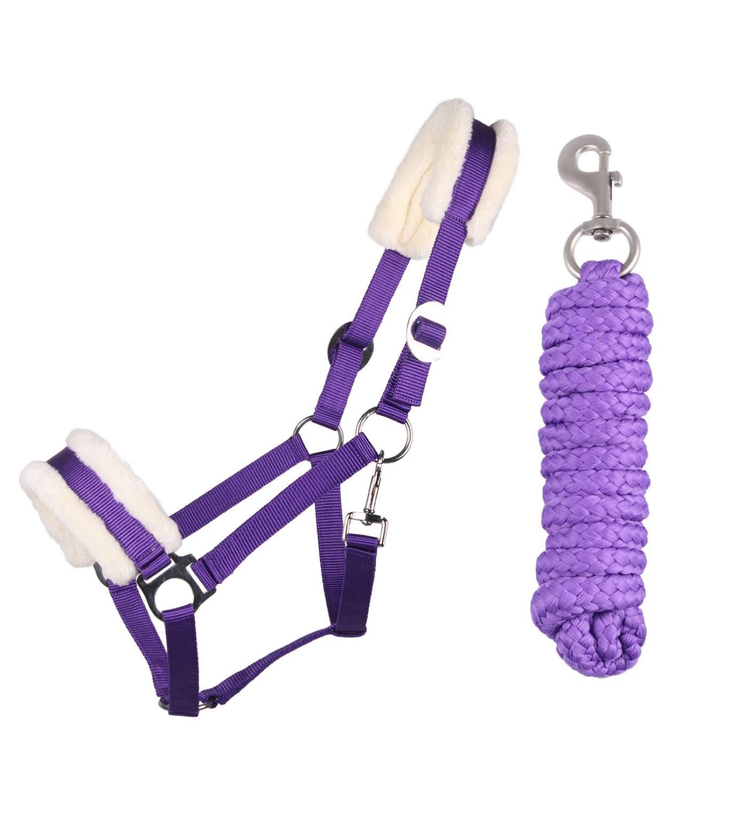 ARBO-INOX halter set starter with faux fur halter and lead rope (Mini SHETTY PURPLE) Mini Shetty PURPLE