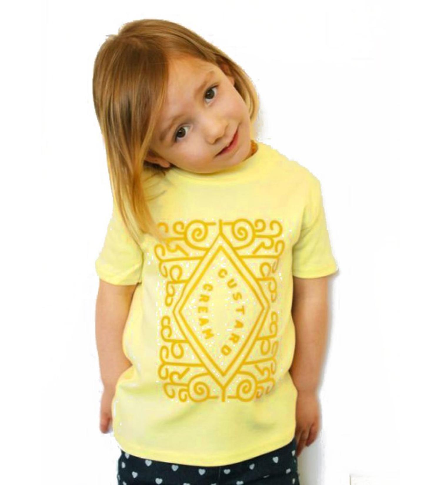 Baby Moo's Cute Custard Cream Baby & Kids T-Shirt for Boys or Girls | Biscuit Baby & Toddler Short Sleeve Top T Shirt/Cool Top - Baby Shower New Baby Shirts 4-5 Years Yellow