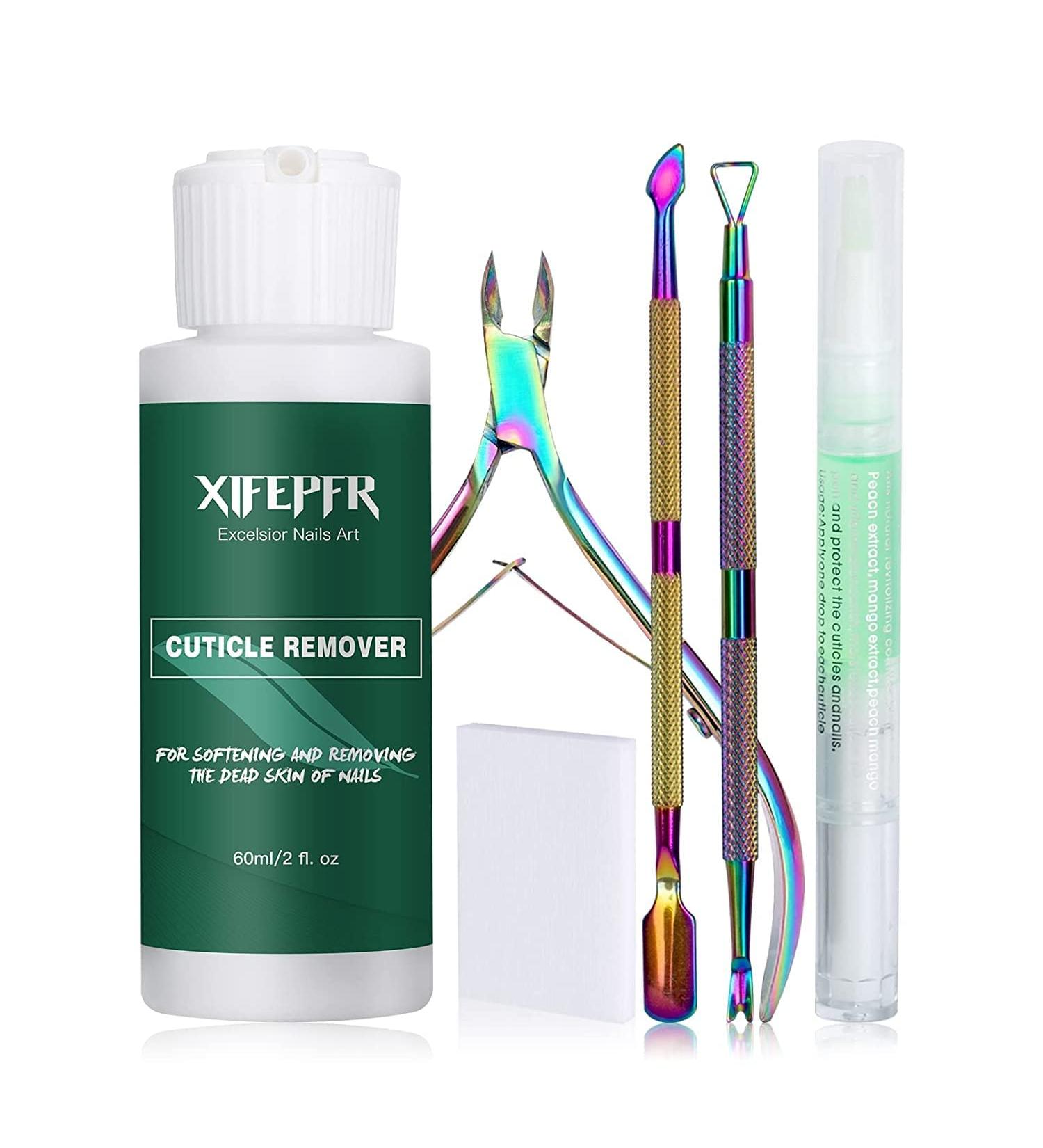XIFEPFR Cuticle Remover Kit - Cream, Oil Pen, Trimmer, Nipper, Pusher, Cotton Pads for Professional Manicure - 2 Oz - Buy Online on GoSupps.com