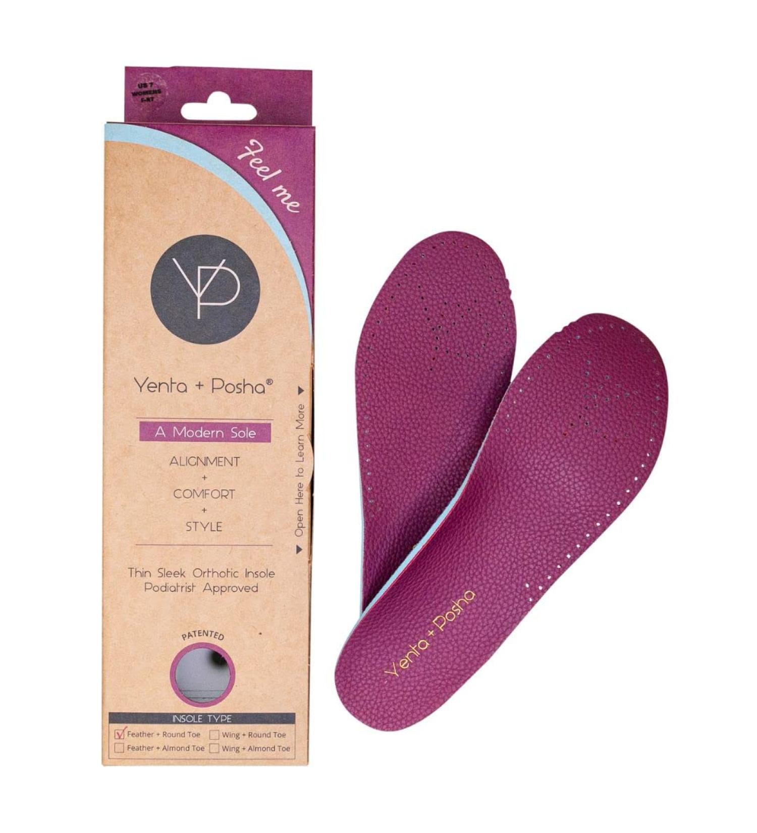 Yenta + Posha Women's Orthotic Insole with Breathable Memory Technology - Modern Feather Design - Buy Online on GoSupps.com