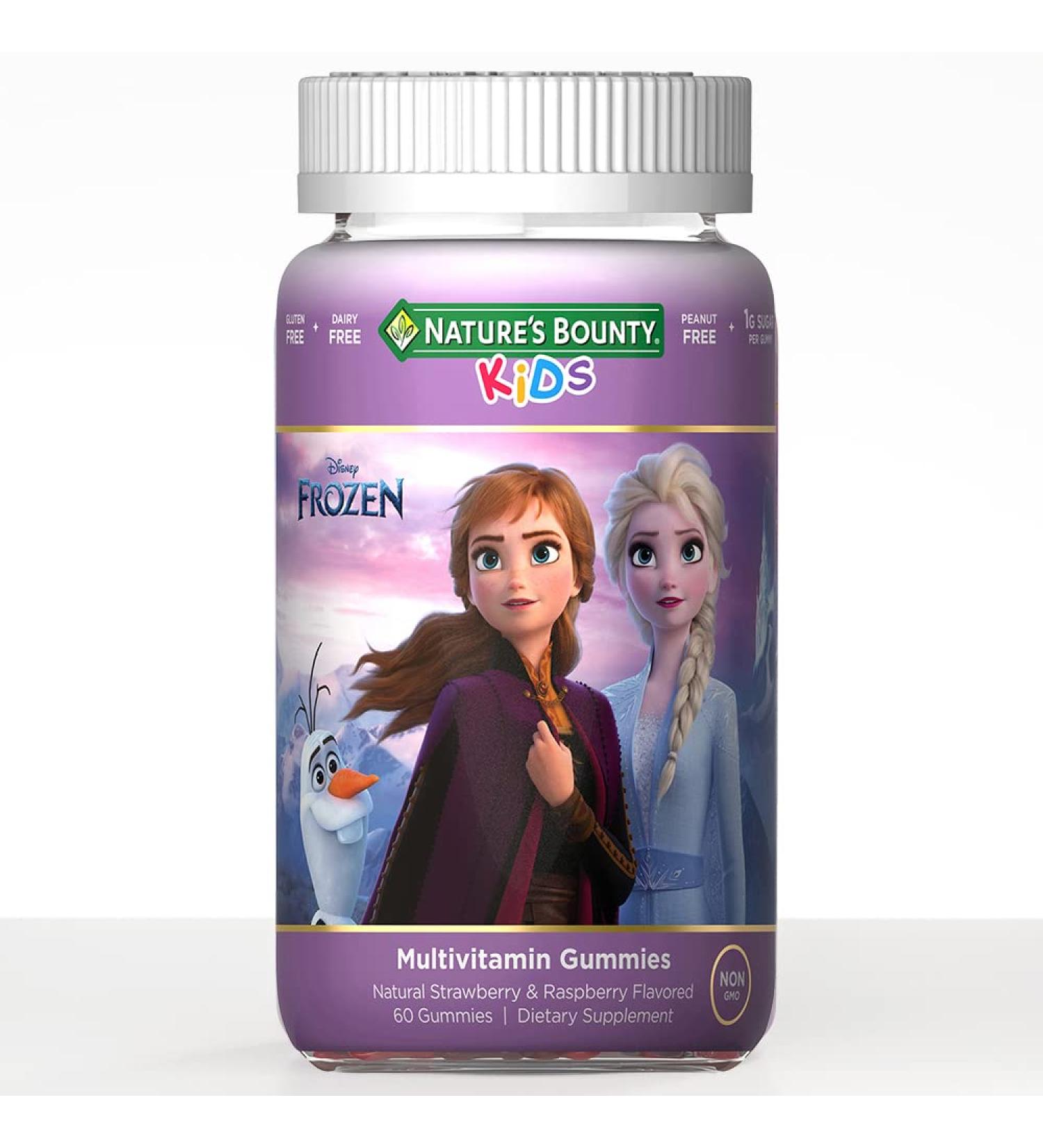 Nature's Bounty Disney Frozen Kids Gummy Multivitamin - 60 Gummies, Strawberry & Raspberry Flavored - Vitamins A, C, D, E & B - Pack of 1 - Buy Online on GoSupps.com
