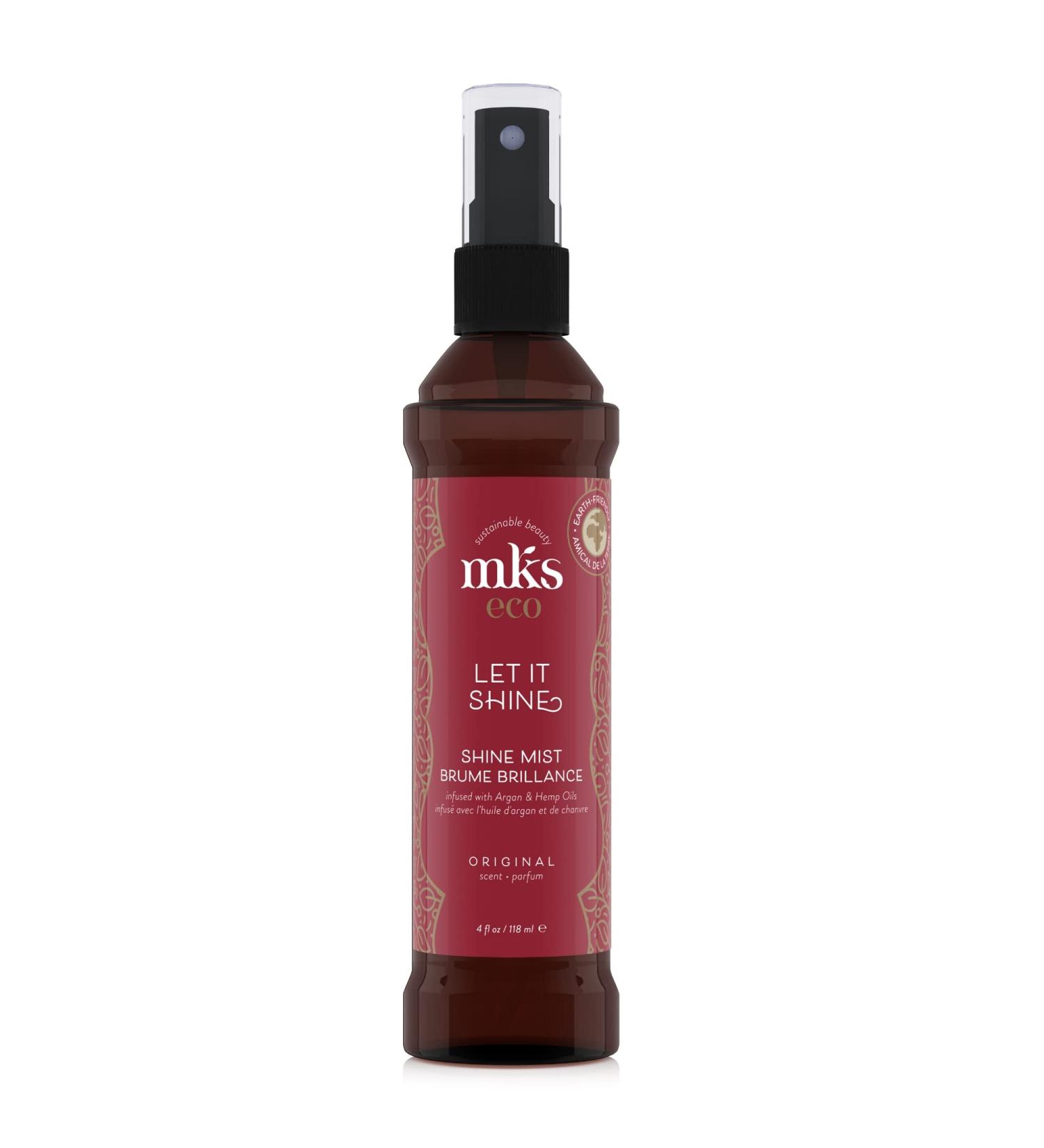 MKS eco Let It Shine Original Scent - 4 fl oz - Shine Mist + Hairspray - Refreshes Shine Smooths Frizz & Flyaways - With Moroccan Argan Oil Hemp Seed Oil - Vegan & Cruelty Free - Buy Online on GoSupps.com