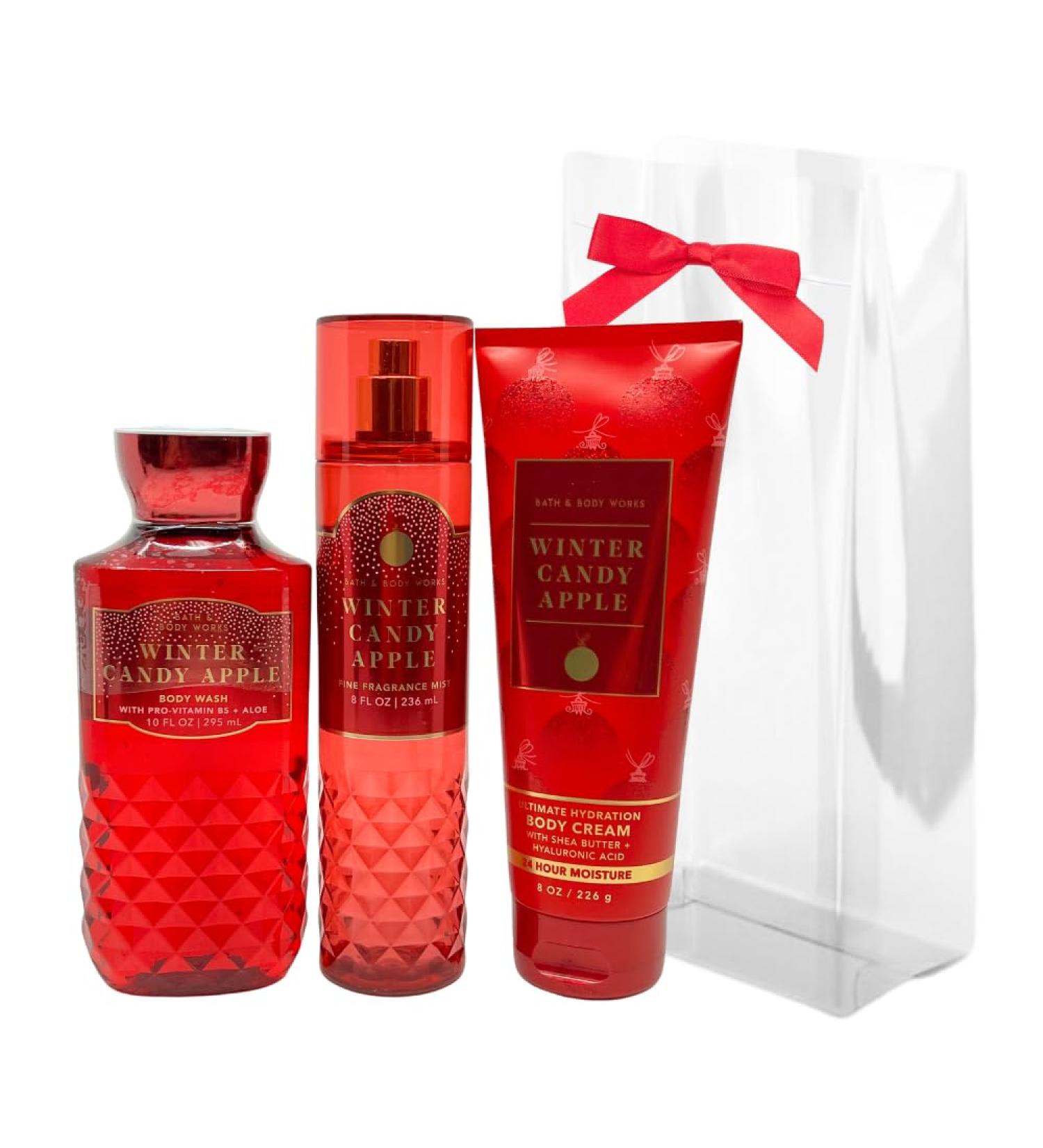 Bath & Body Works Winter Candy Apple 3-Piece Gift Set - Holiday Body Wash Mist & Cream with Red Bow | Perfect for Gifts - Buy Online on GoSupps.com