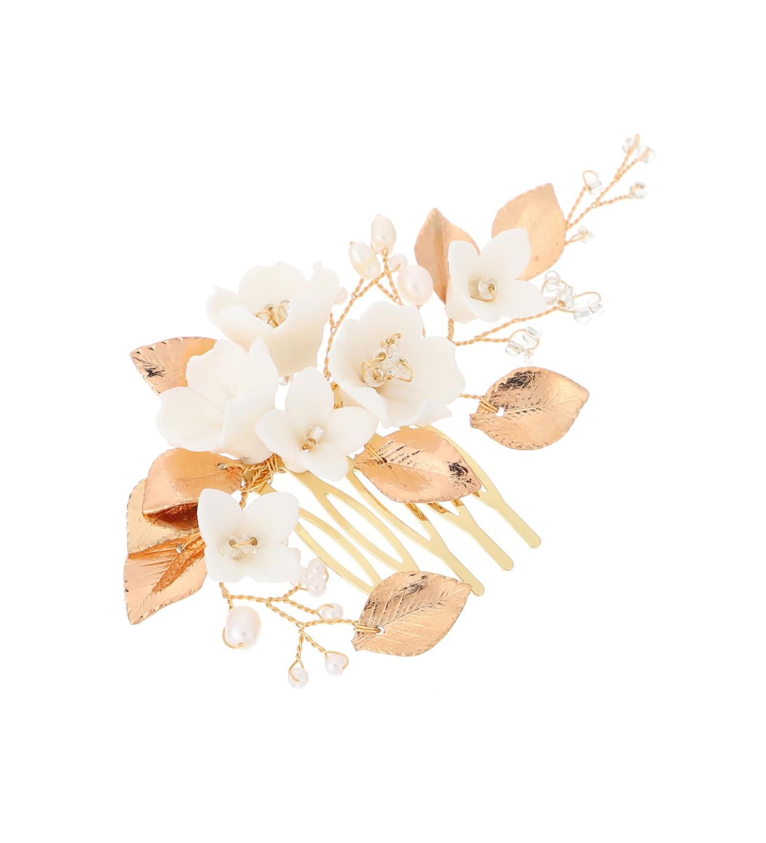 FRCOLOR 1pc White Bridal Comb Ceramics Decorate Bride Alloy - Buy Online on GoSupps.com