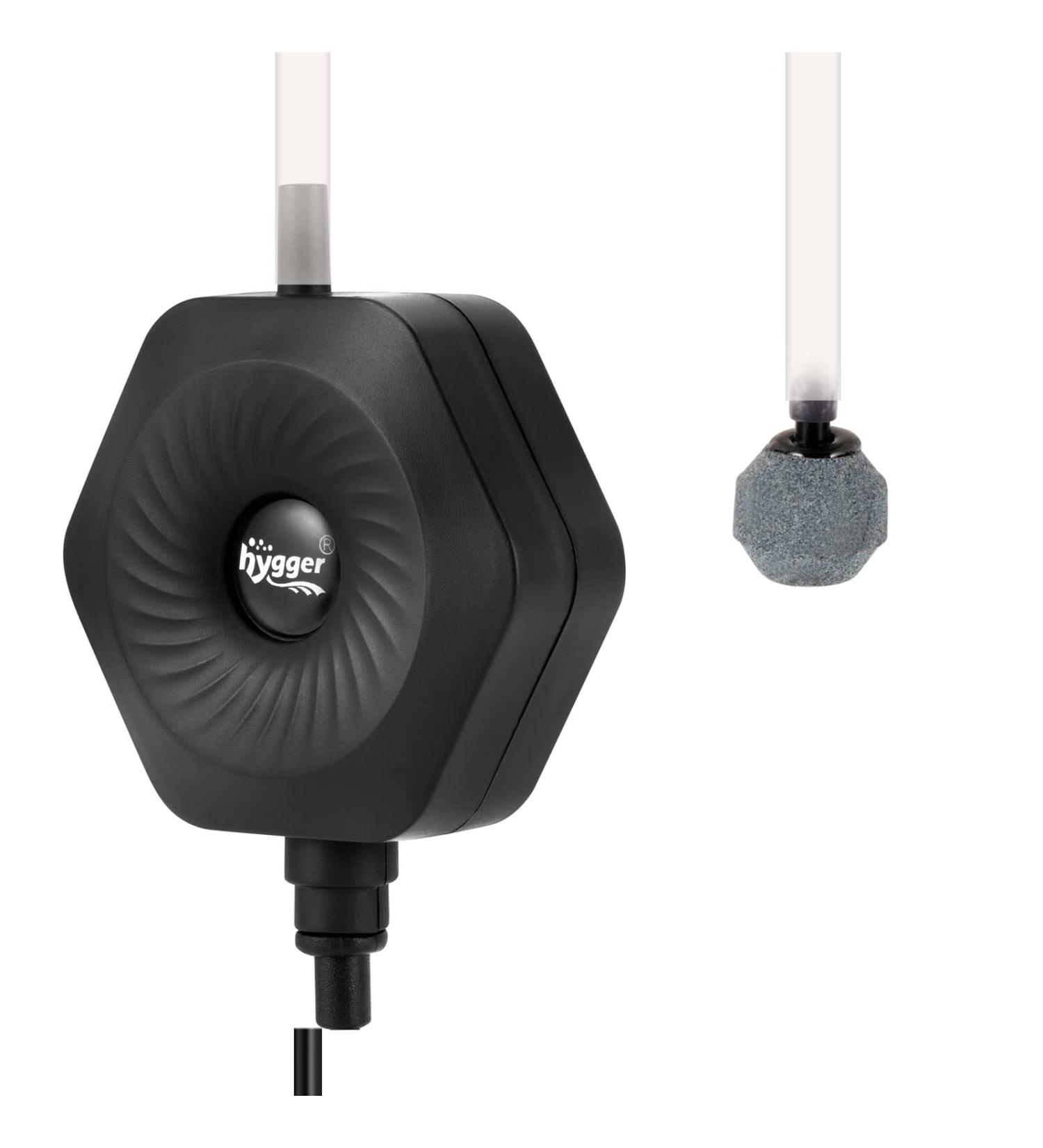 Hygger Ultra Silent Mini Air Pump for Aquariums - 1.5W Betta Bubbler with Air Stone & Hose for 0.5-15 Gal Fish Bowls | Quiet Oxygen Ventilation Solution - Buy Online on GoSupps.com