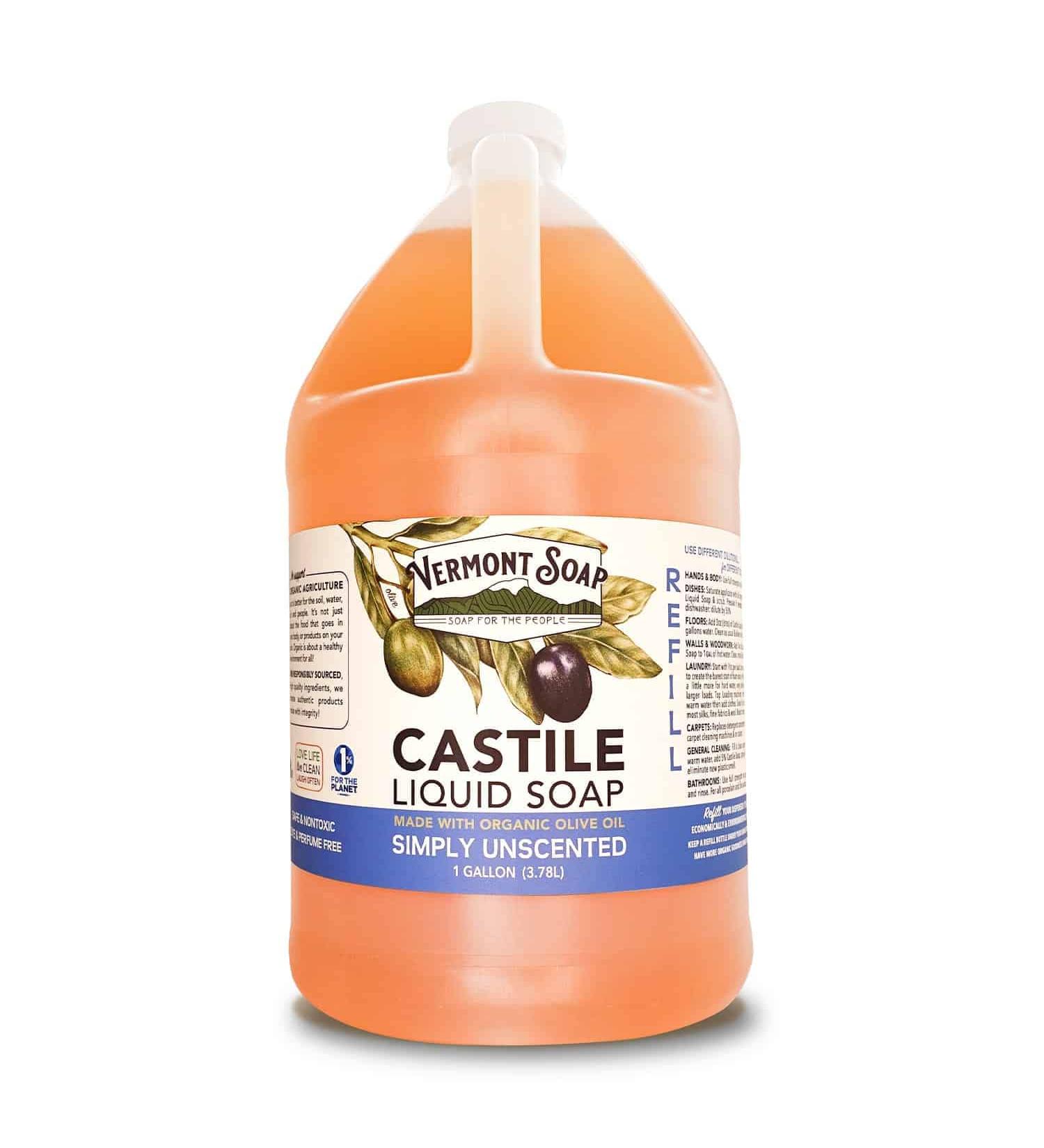 Vermont Castile Soap Unscented - Gentle Liquid Soap for Sensitive Skin | Organic Hair Shampoo & Body Wash - Aloe Castile Soap for Men & Women - 128 Fl Oz - Buy Online on GoSupps.com
