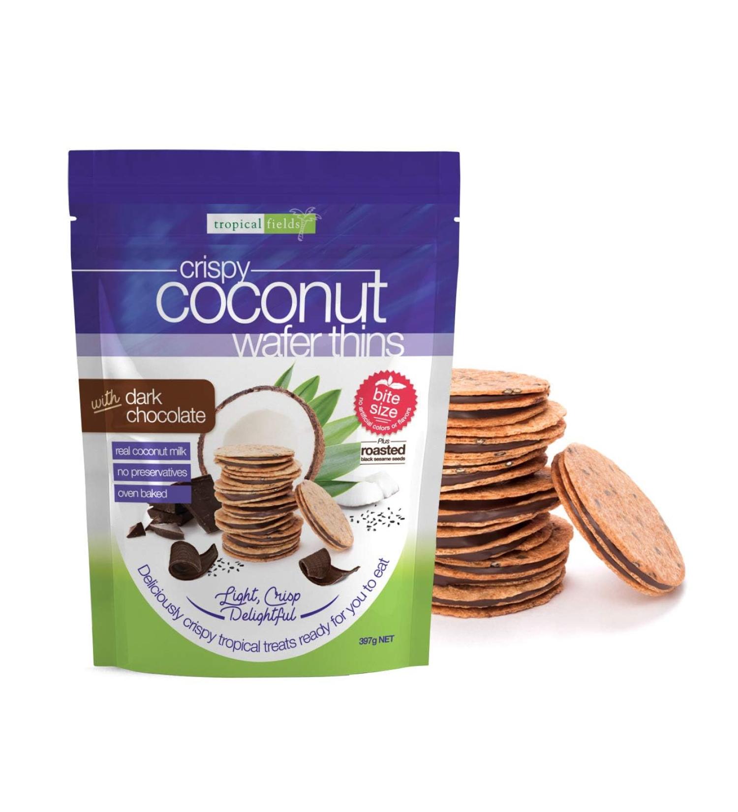 Tropical Fields Coconut Wafer Thins with Dark Chocolate 397g - Buy Online on GoSupps.com