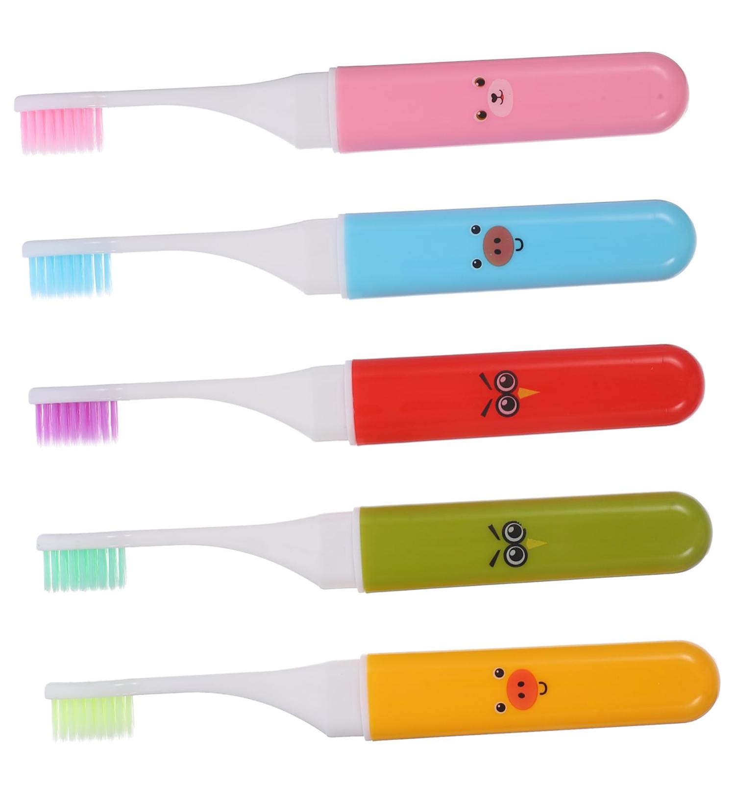 Magiclulu 5-Piece Folding Toothbrush Set for Kids | Portable & Travel-Friendly Daycare Toothbrushes - Buy Online on GoSupps.com