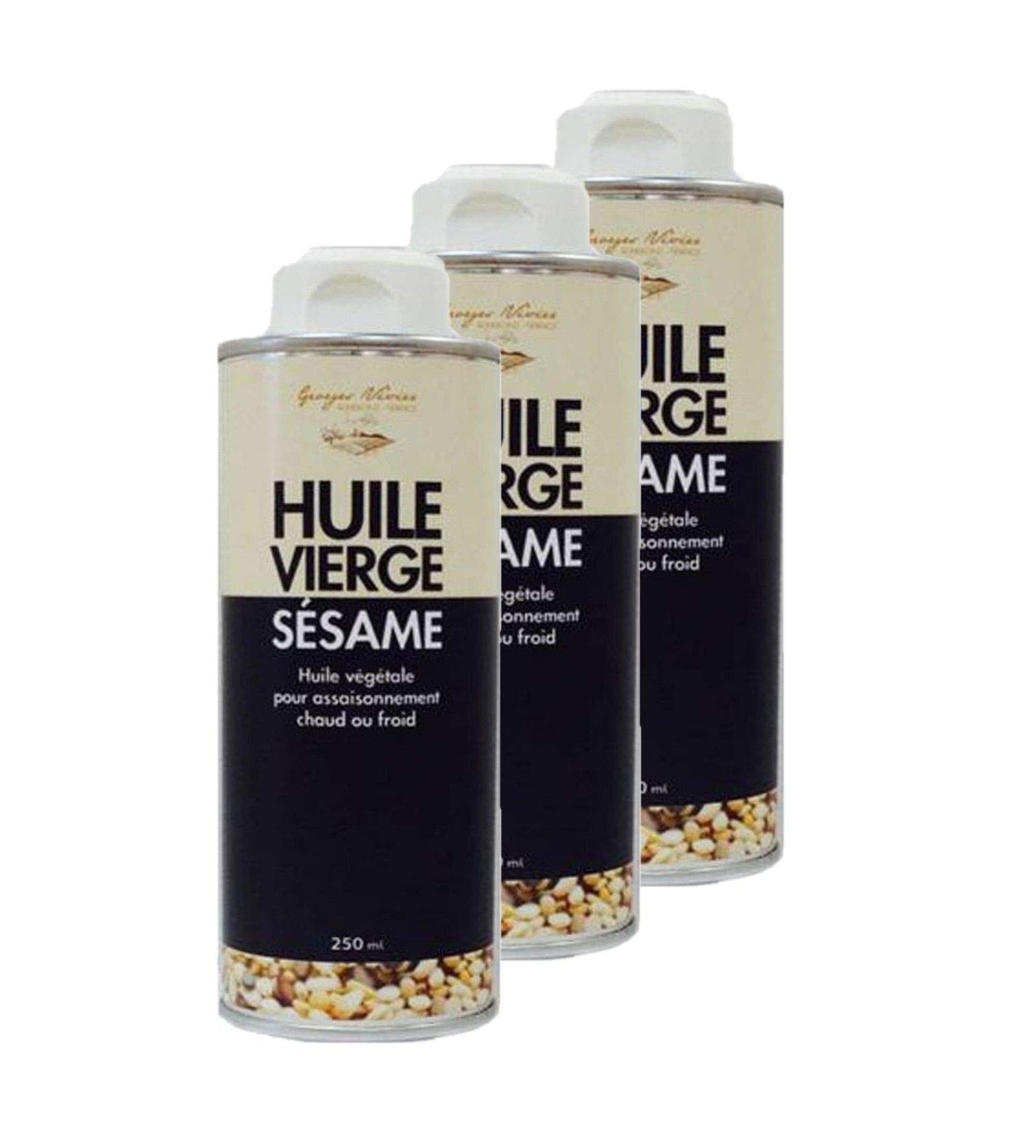 Set of 3 Virgin Sesame Oil – Georges Nivier – Auvergne – Bottle 250 ml