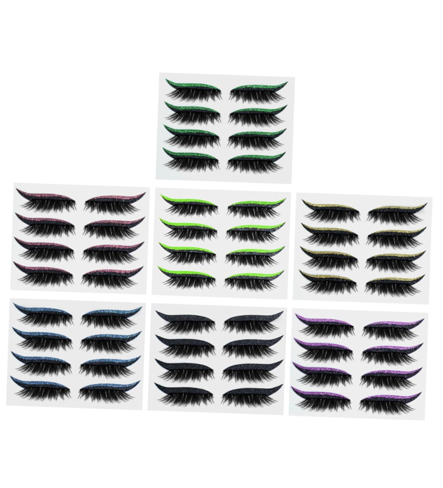 Angoily 28 Pairs Glitter Eyeliner Fake Eyelashes Cat Eyeliner Stickers Eye Makeup Sticker With Wings Tool 1 count (Pack of 1) As Shown 1 - Buy Online on GoSupps.com