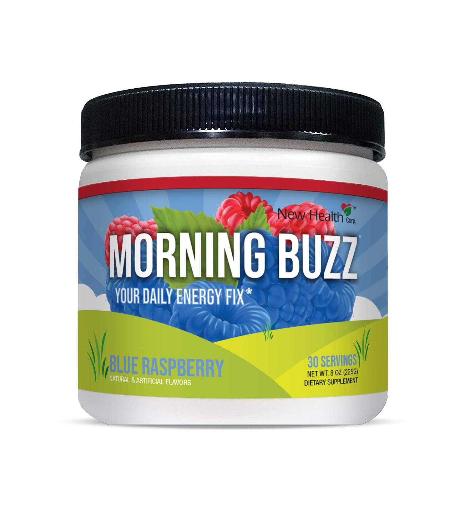 Morning Buzz Energy Drink Powder - Blue Raspberry, 8oz (30 Servings) | Sports Nutrition Energy Drink Mix - Buy Online on GoSupps.com