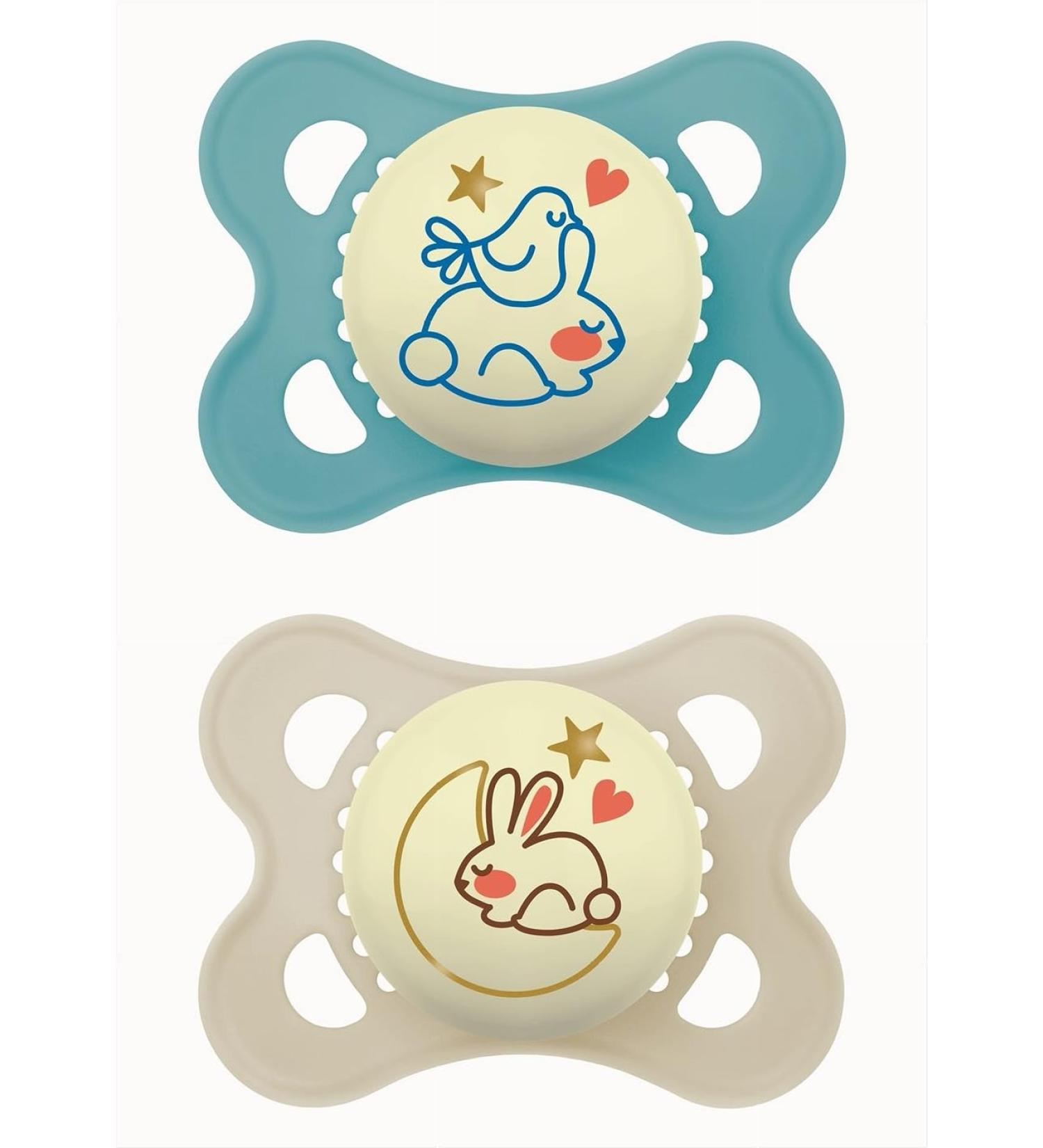 MAM Original Pure Night S333 Silicone Pacifier - 2 Pack Neon Glow for Babies 2-6 Months Ultra Soft & Safe - Buy Online on GoSupps.com