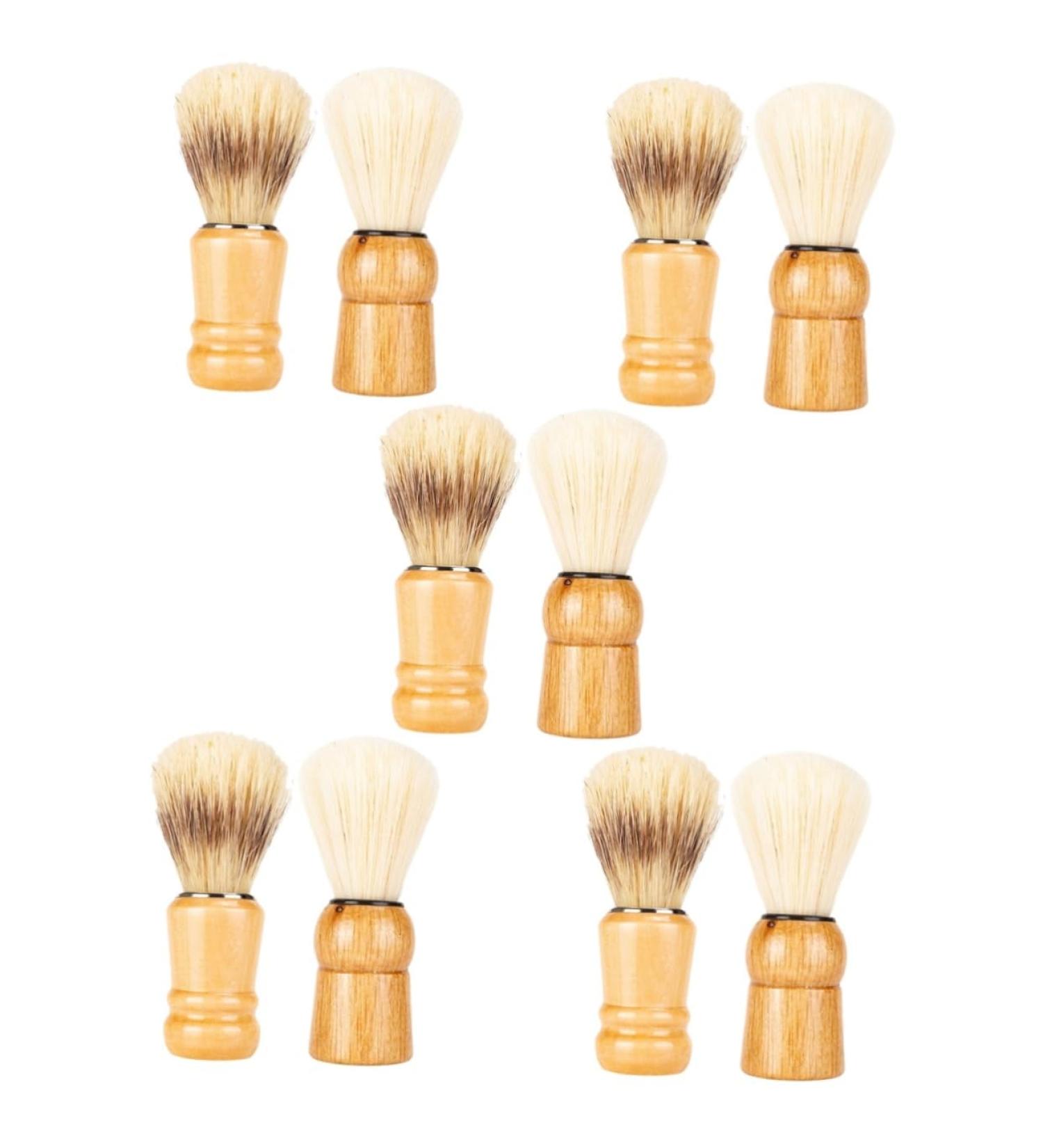 Minkissy 10STK Bartbrush - Premium Shaving Brush Set for Men | Wooden Handle Nylon Wool | Travel-Friendly Shaving Accessories - Buy Online on GoSupps.com