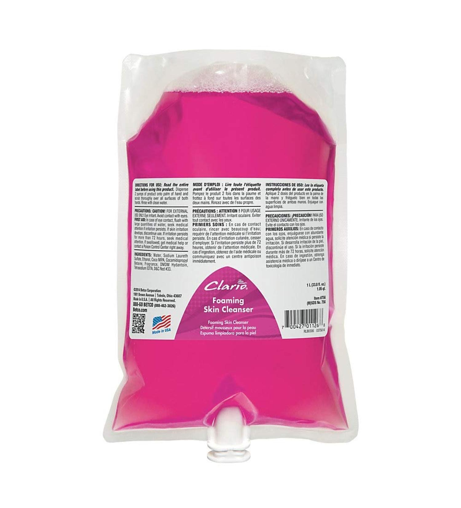 Betco Clario Foaming Skin Cleanser 1 000 mL Case Of 6