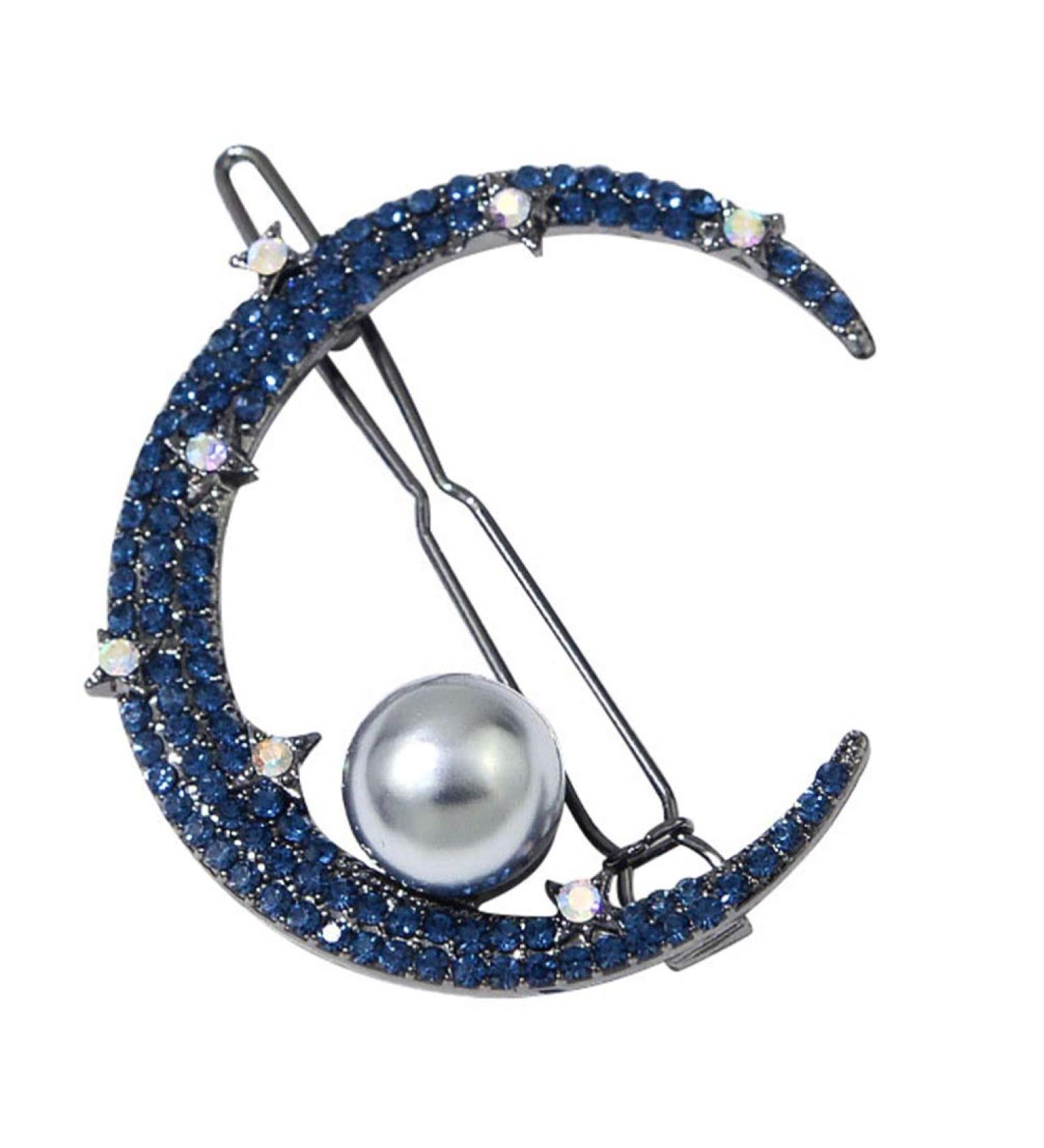 Lurrose Vintage Moon Pearl Rhinestone Hair Clip - Elegant Claw Hair Jewelry for Weddings & Special Occasions | Perfect for Girls & Women - Buy Online on GoSupps.com