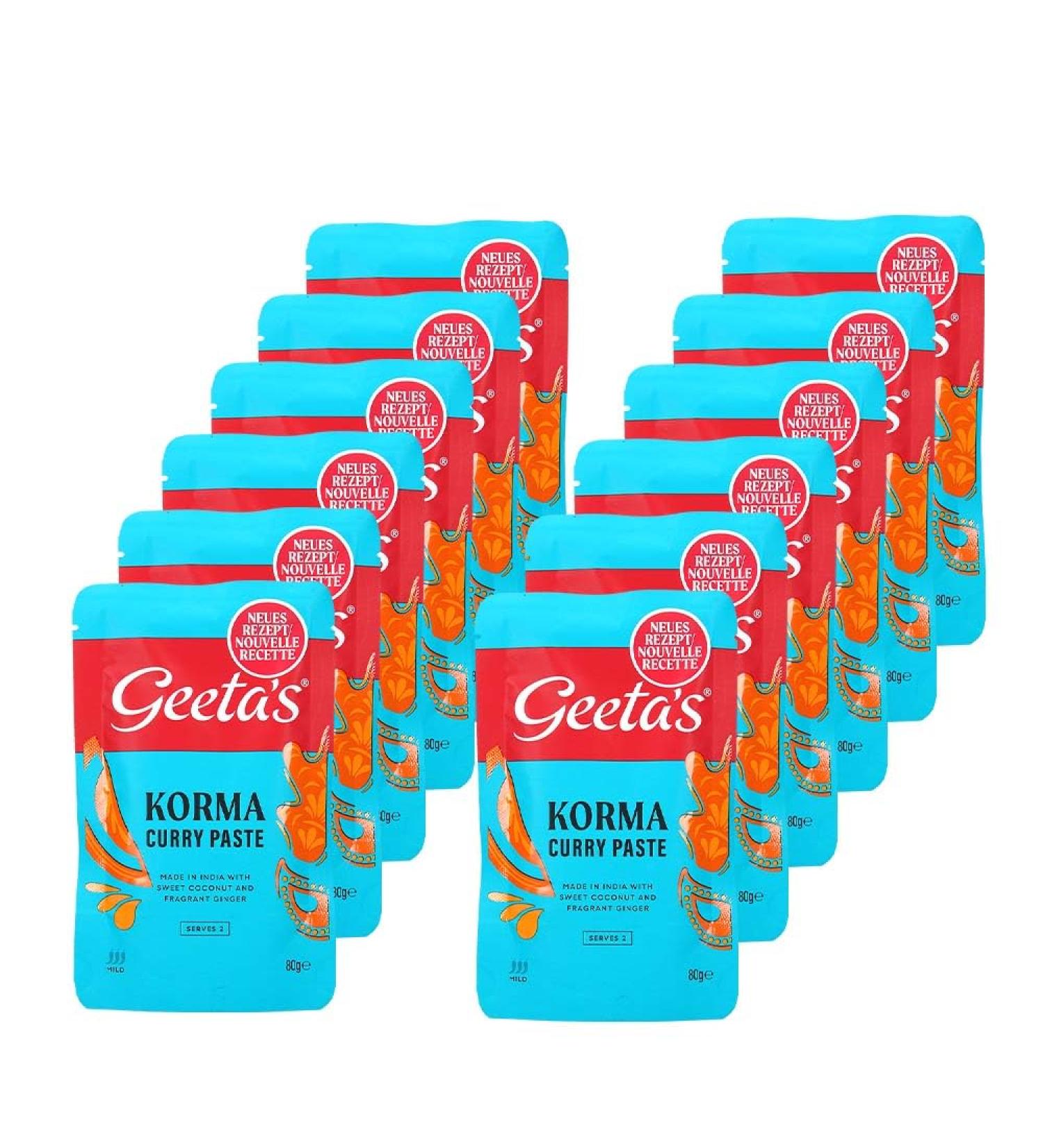 Generisch Geeta's Korma Mild Curry Pasta 12 x 80 g for 2 People Vegan Gluten Free